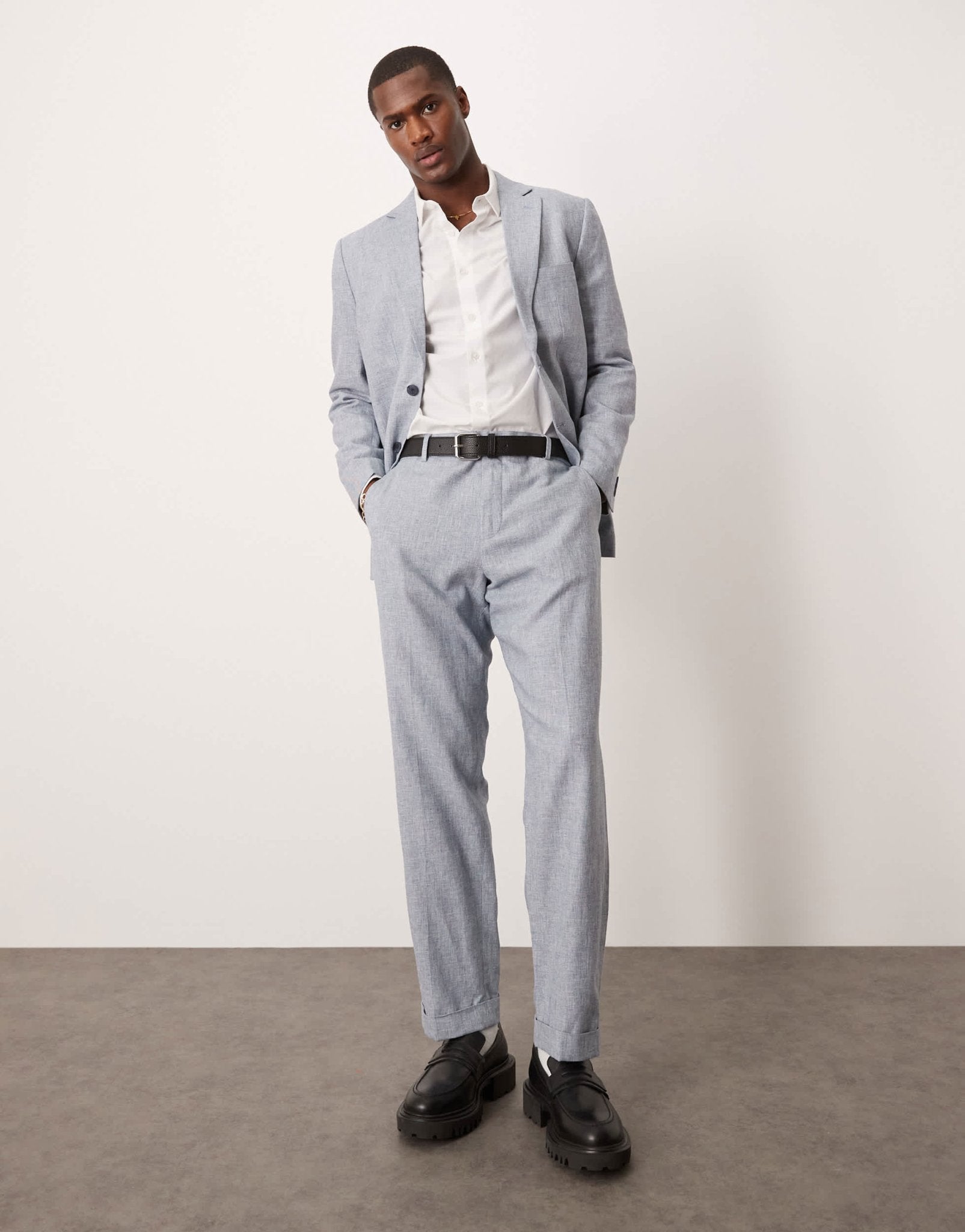 Selected linen mix suit trouser in blue - ASOS Sample Sale