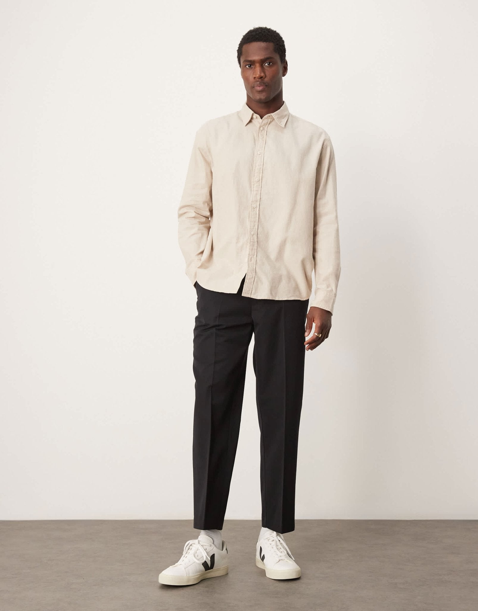 Selected oversized boxy shirt in cream - ASOS Sample Sale