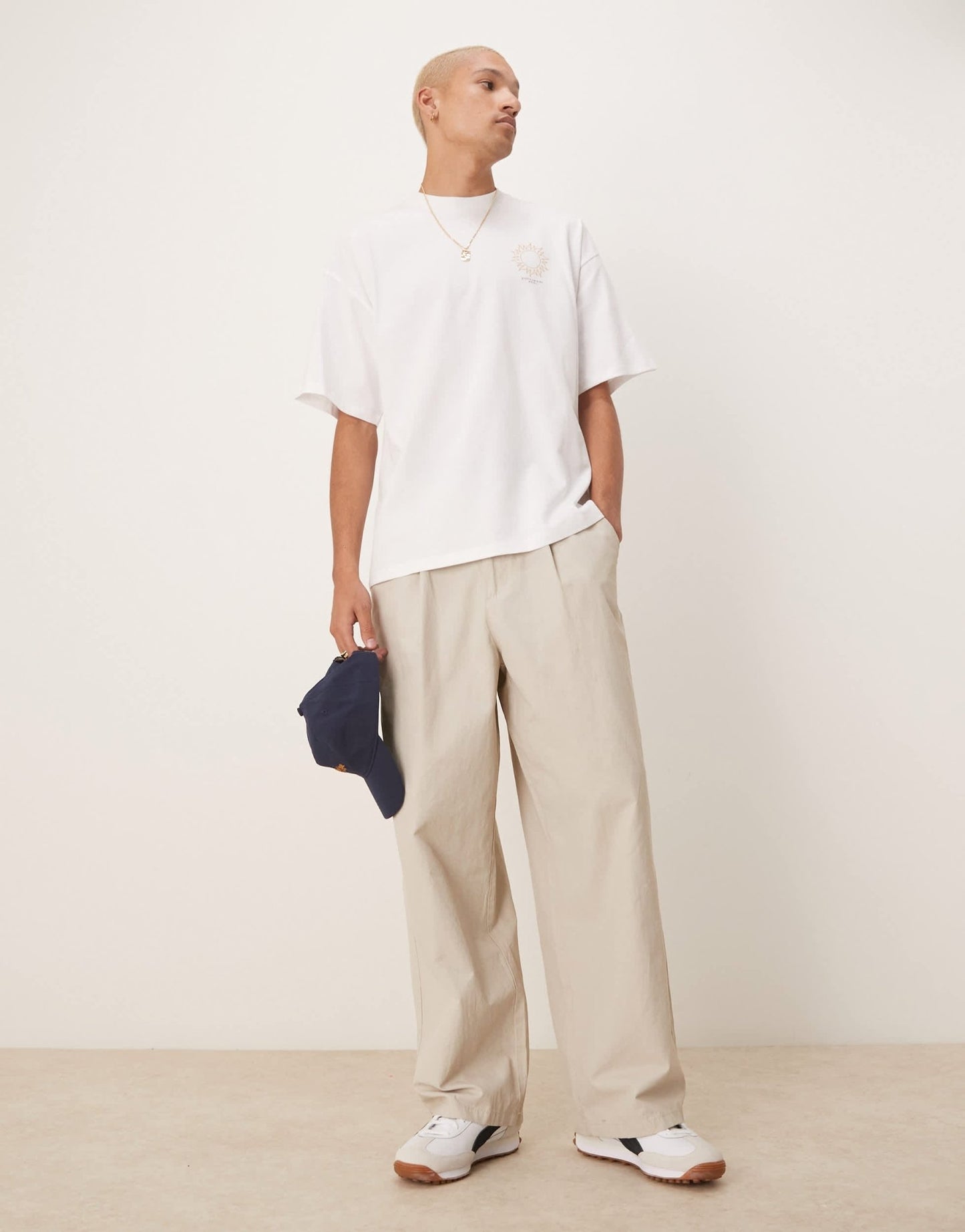 Selected oversized heavyweight t-shirt with sun backprint in white - ASOS Sample Sale