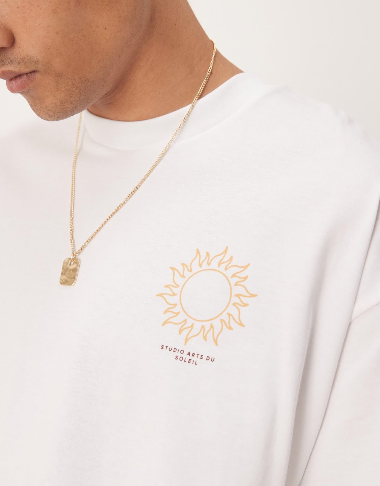 Selected oversized heavyweight t-shirt with sun backprint in white - ASOS Sample Sale