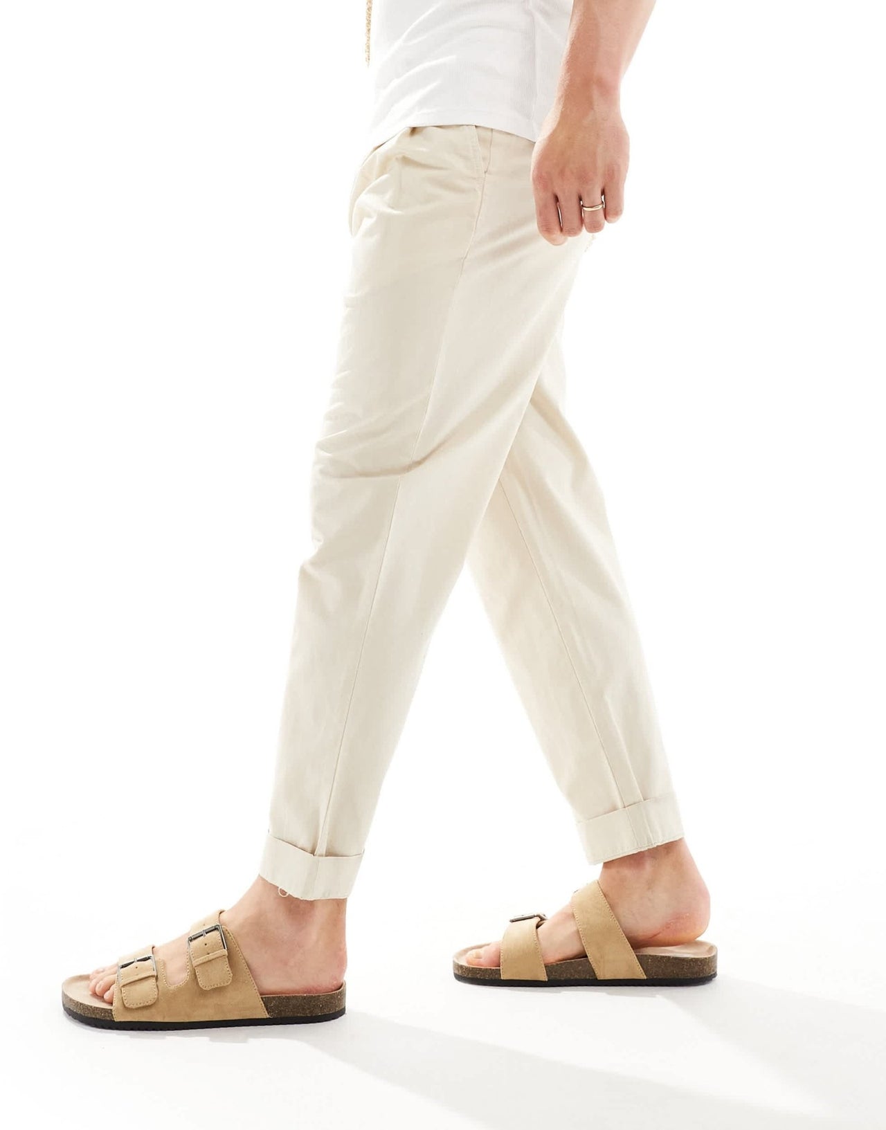 Selected relaxed fit crop trousers in cream - ASOS Sample Sale