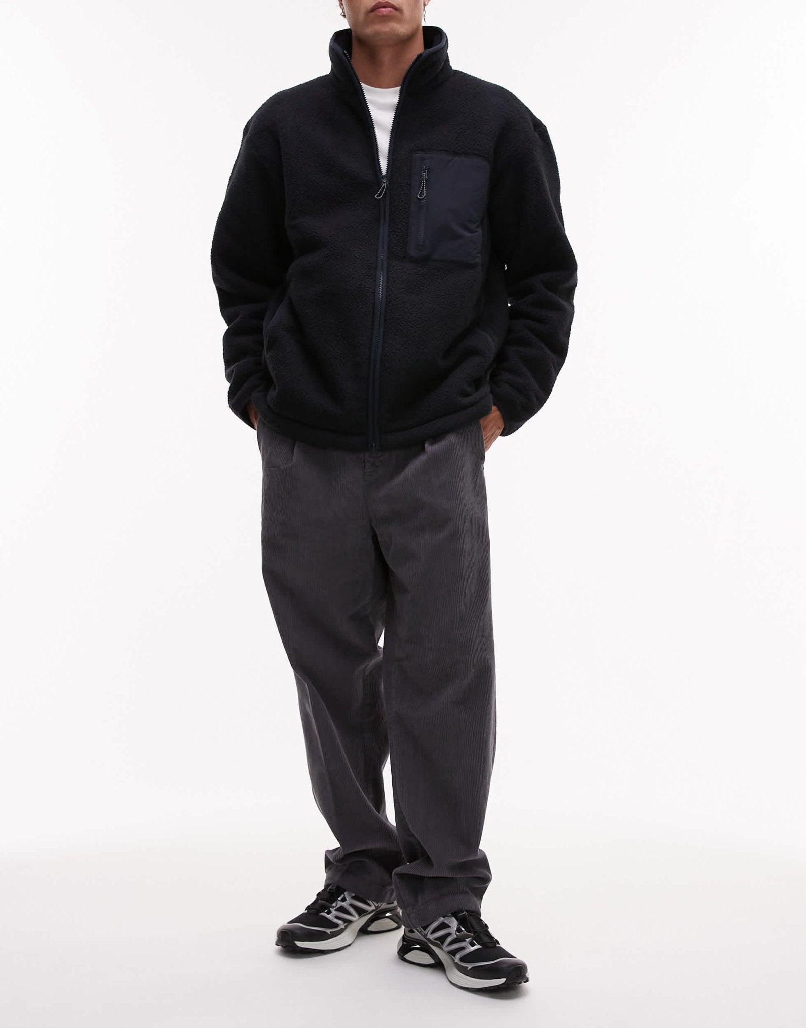 Selected Tristan Loose fit cord trousers in grey - ASOS Sample Sale