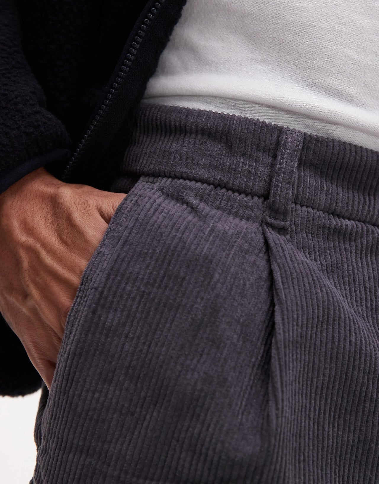 Selected Tristan Loose fit cord trousers in grey - ASOS Sample Sale