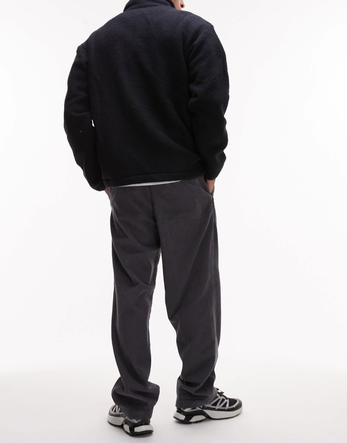 Selected Tristan Loose fit cord trousers in grey - ASOS Sample Sale
