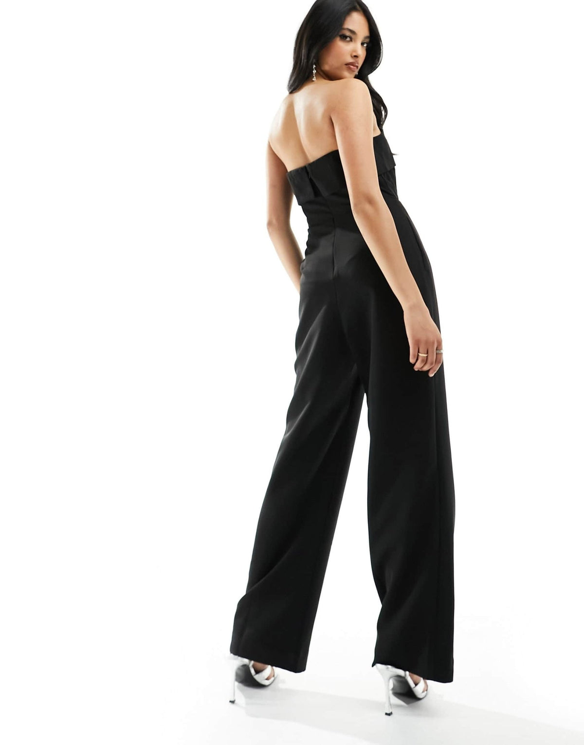 Selected wide fit jumpsuit with detachable straps in black - ASOS Sample Sale