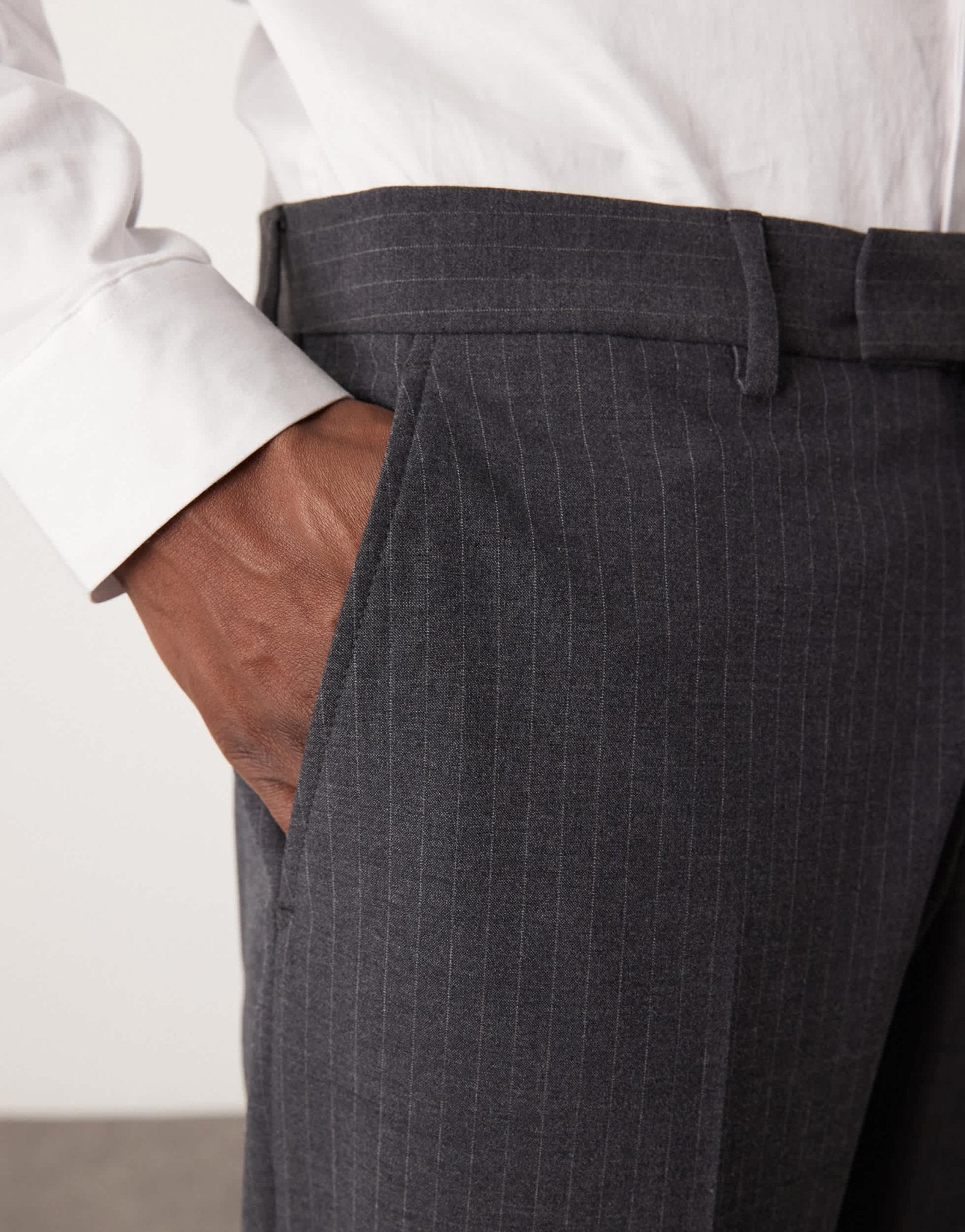 Selected wide leg suit trouser in grey pin stripe - ASOS Sample Sale
