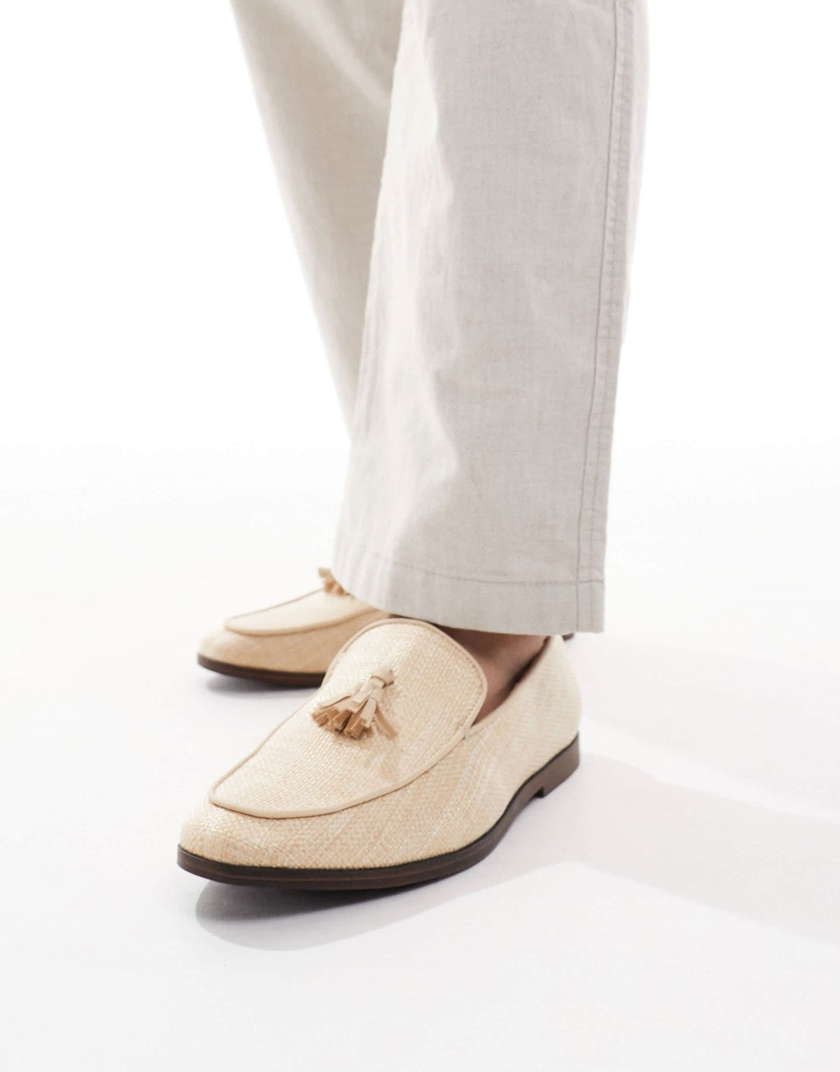 SEQWL Charlie loafers with tassel in raffia natural - ASOS Sample Sale
