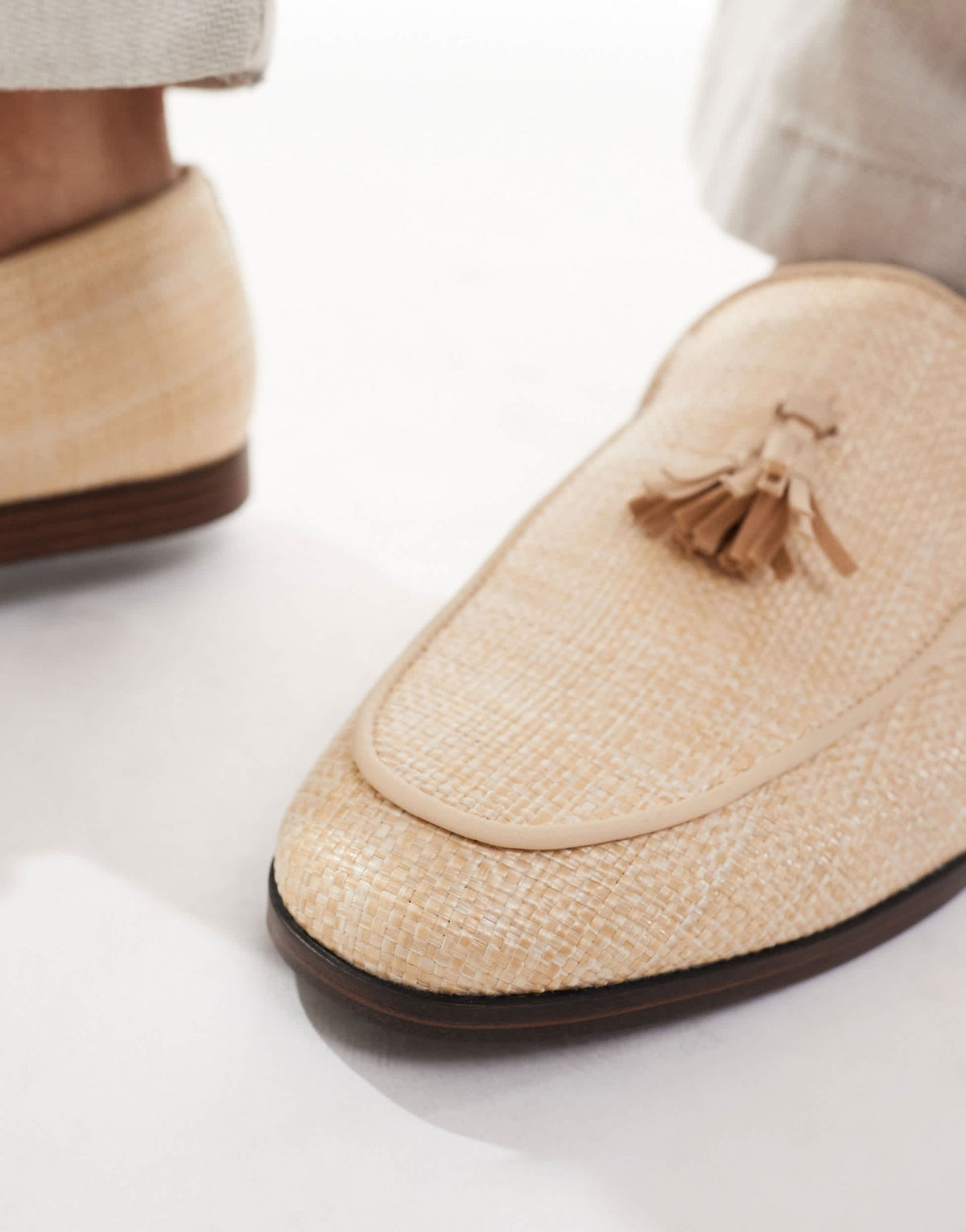 SEQWL Charlie loafers with tassel in raffia natural - ASOS Sample Sale