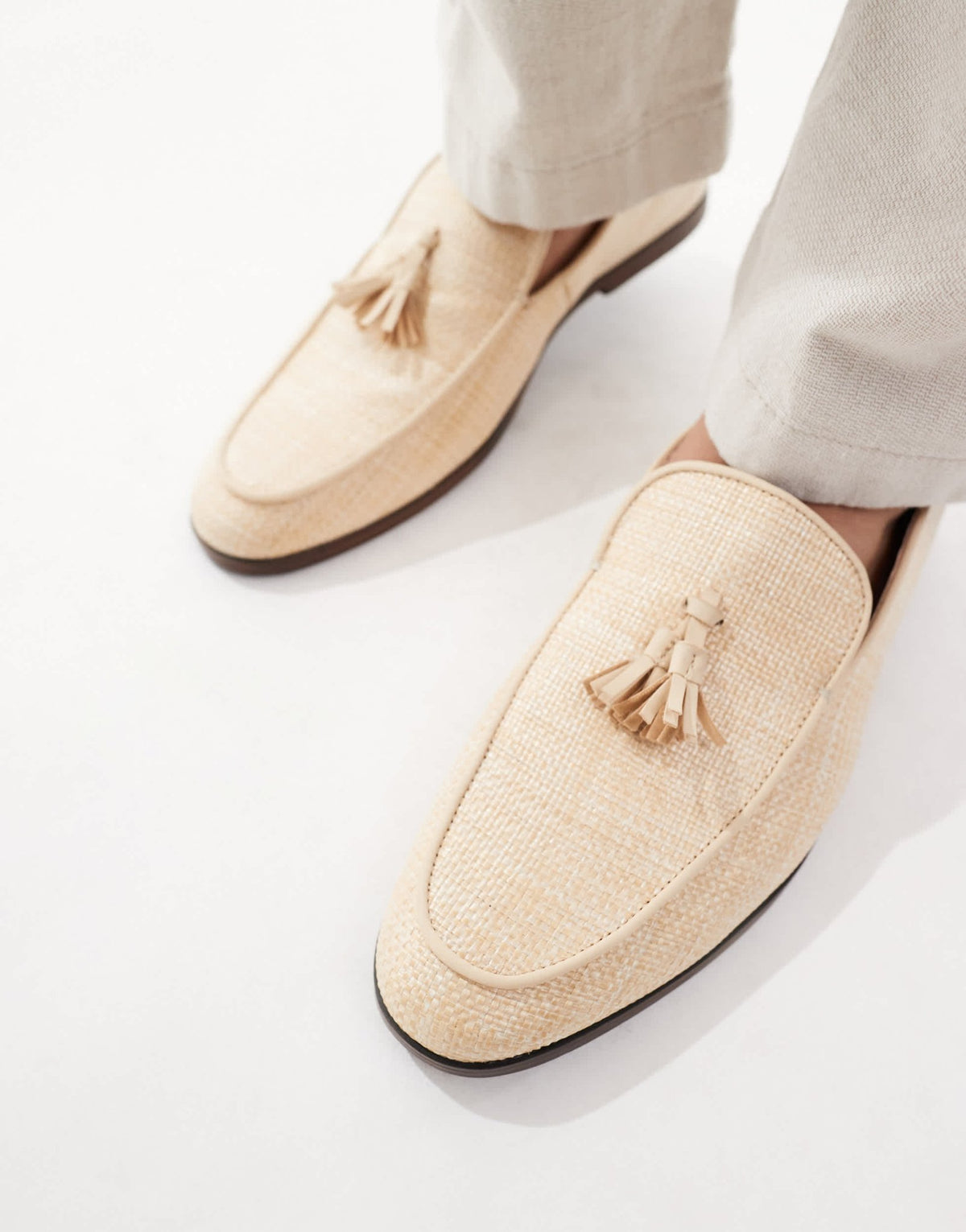 SEQWL Charlie loafers with tassel in raffia natural - ASOS Sample Sale