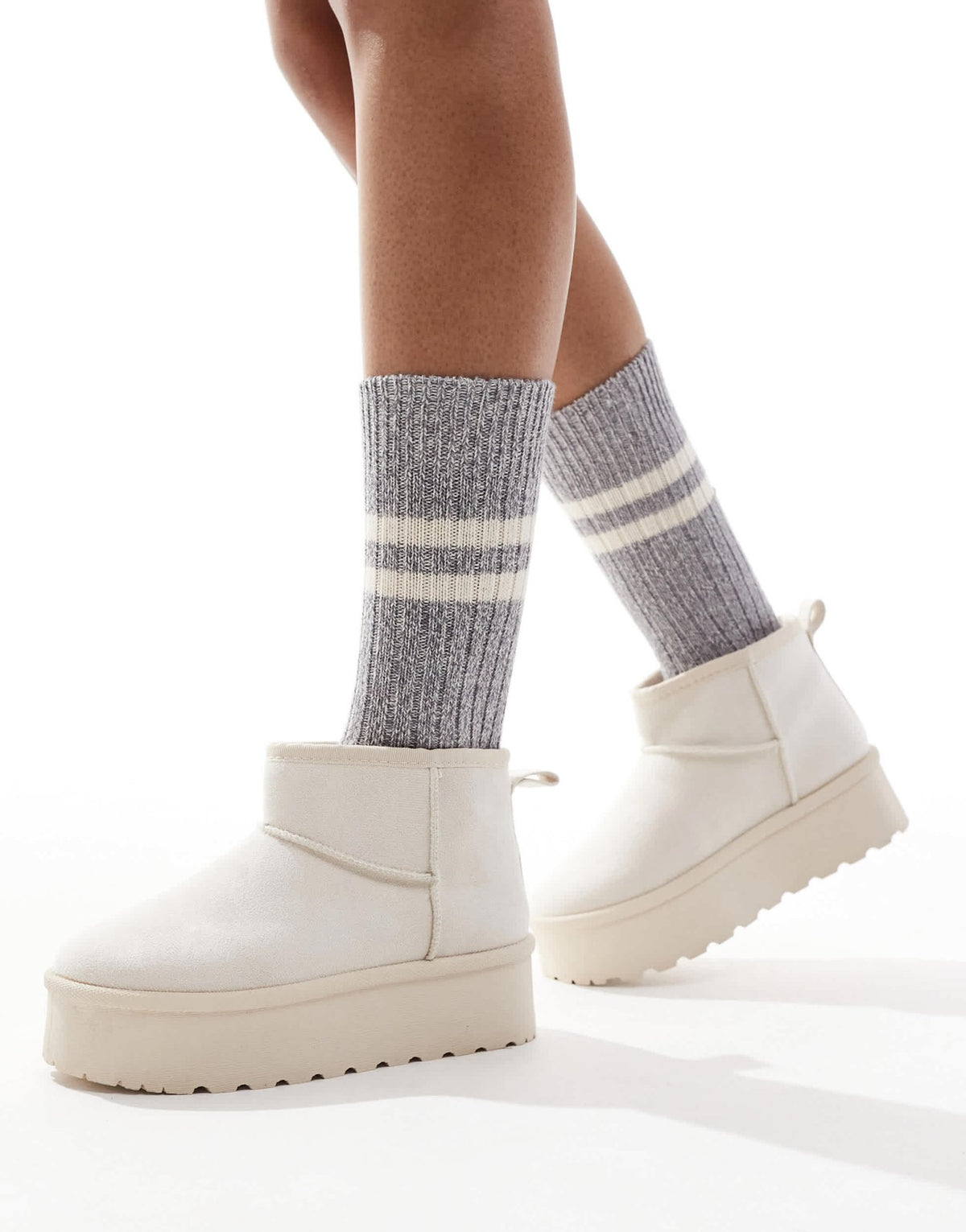 SEQWL mini flatform boots in cream - ASOS Sample Sale