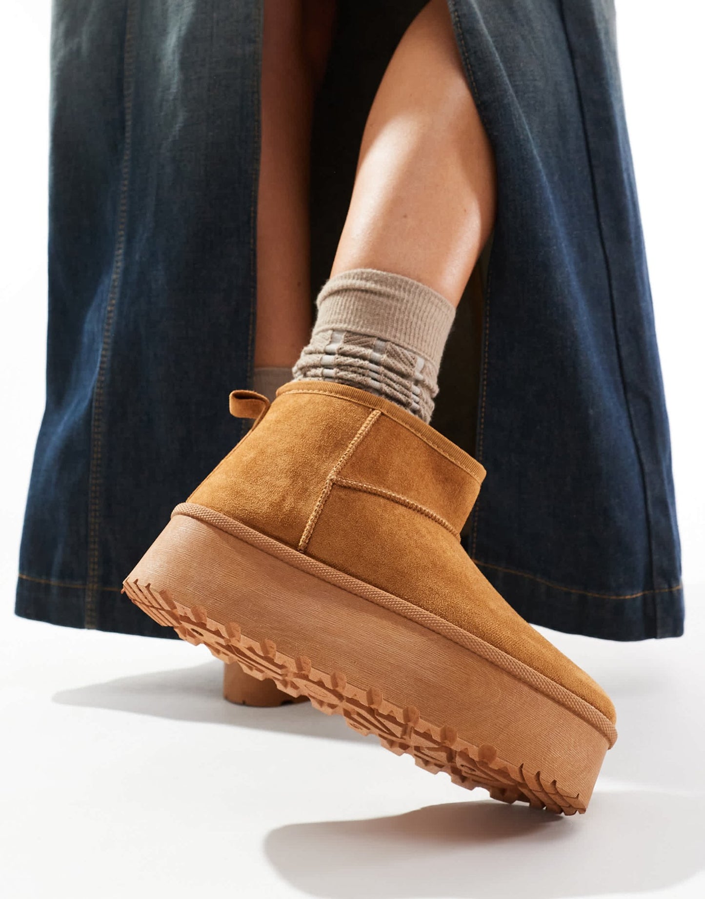 SEQWL mini flatform boots in tan - ASOS Sample Sale