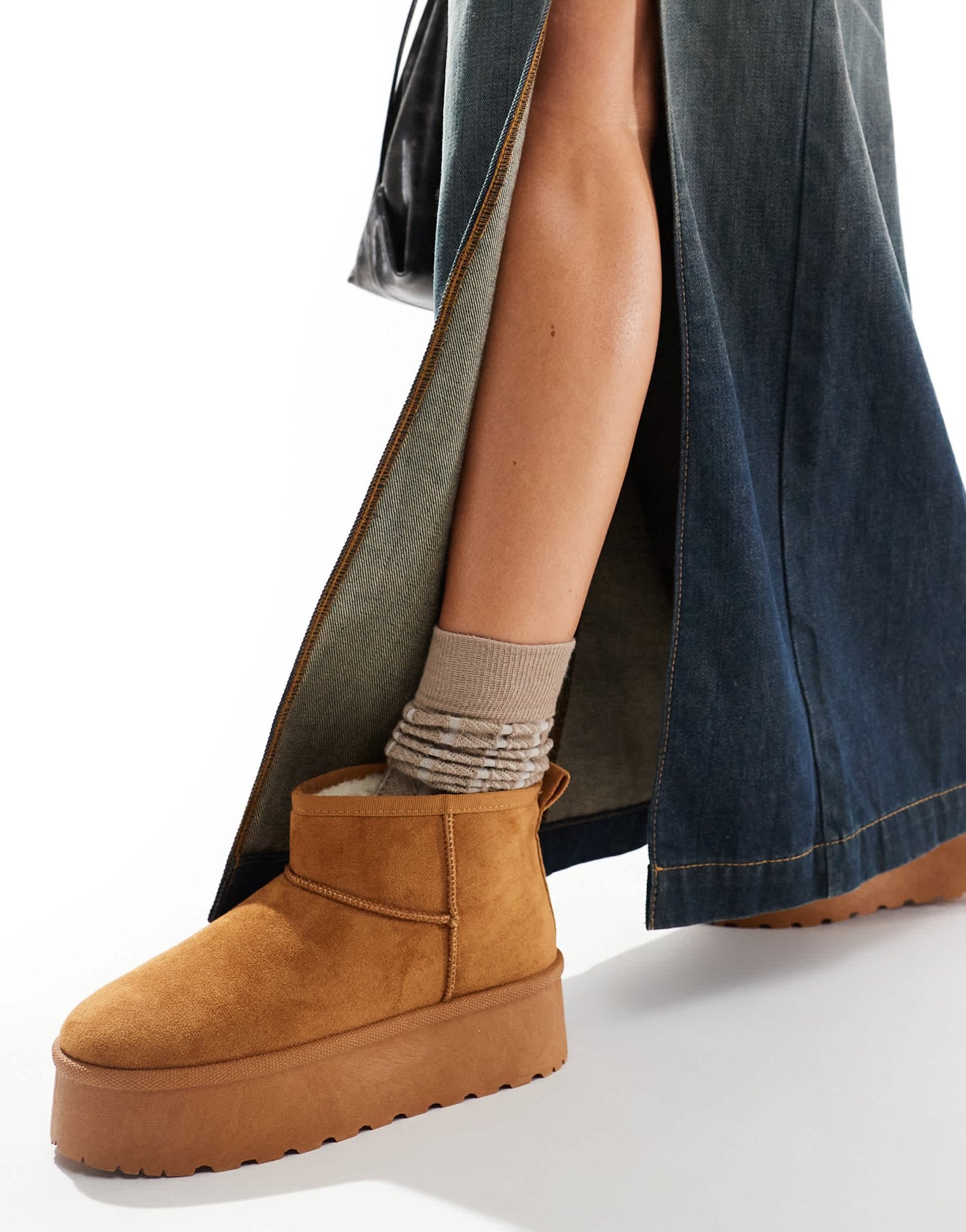 SEQWL mini flatform boots in tan - ASOS Sample Sale