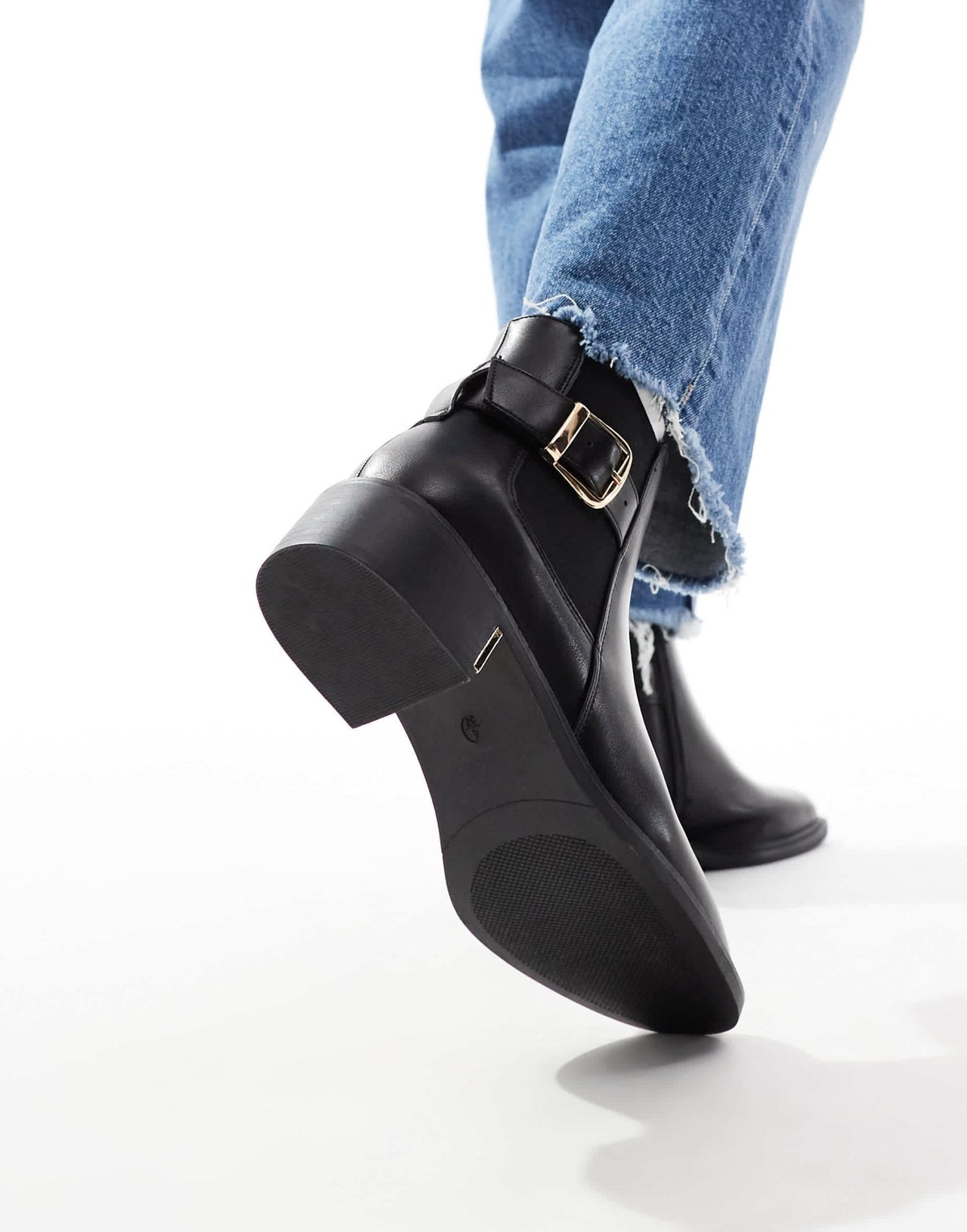 SEQWL Wide Fit ankle boots with buckle details in black - ASOS Sample Sale