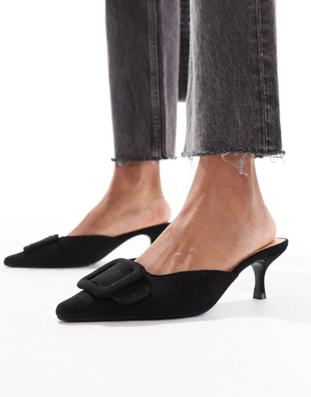 SEQWL Wide Fit mules with bow in black - ASOS Sample Sale