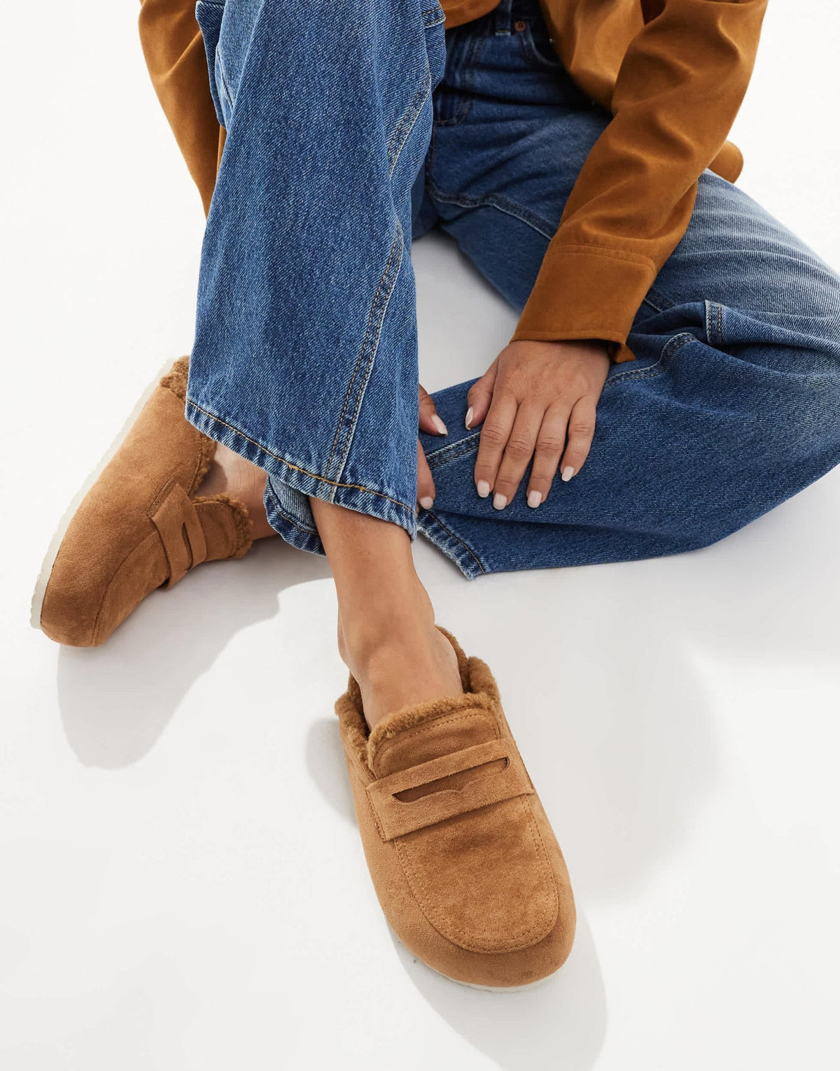 SEQWL Wide Fit Soda fur lined mules in taupe - ASOS Sample Sale