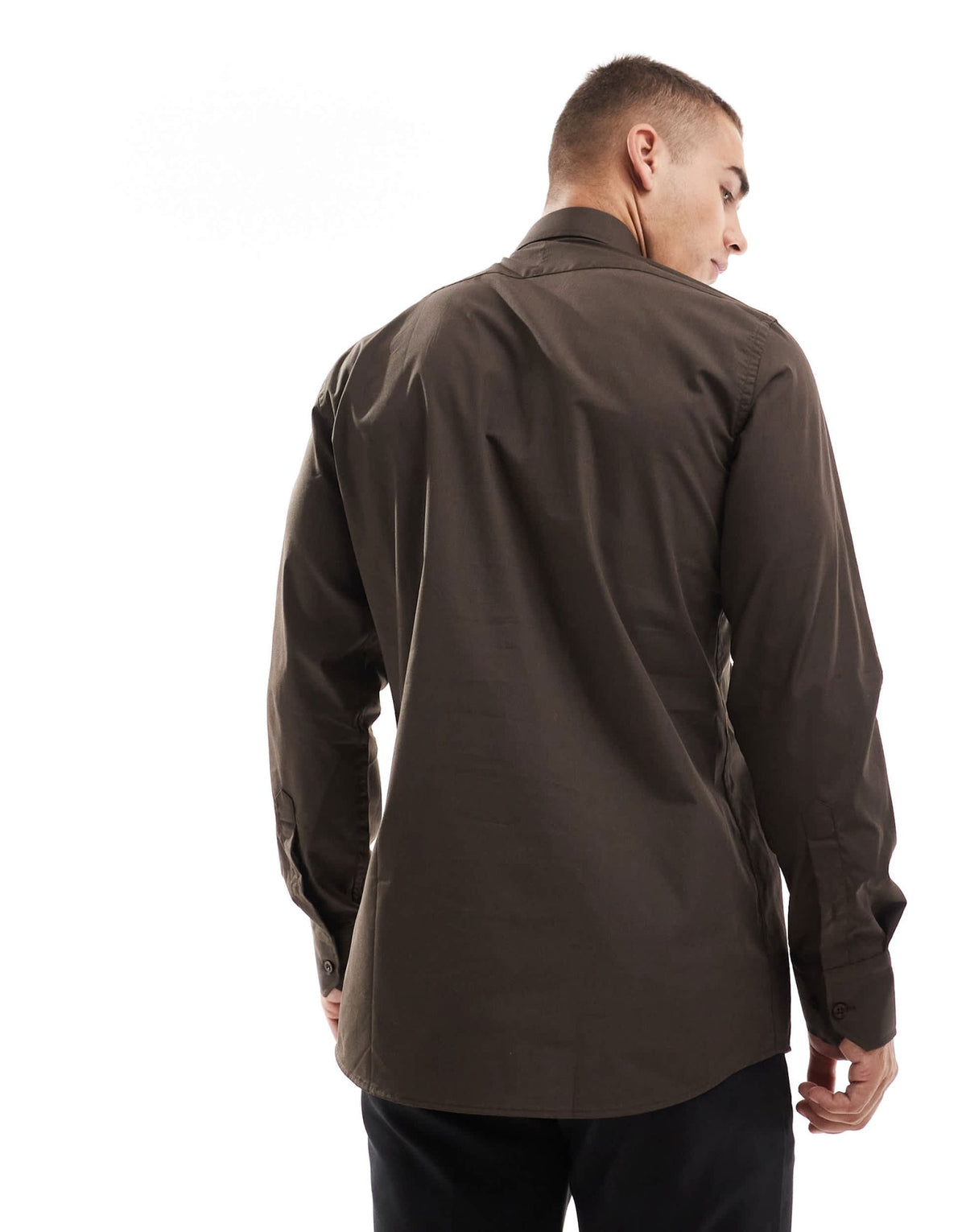 Shelby and Sons roslin smart shirt in chocolate with collar bar detail - ASOS Sample Sale