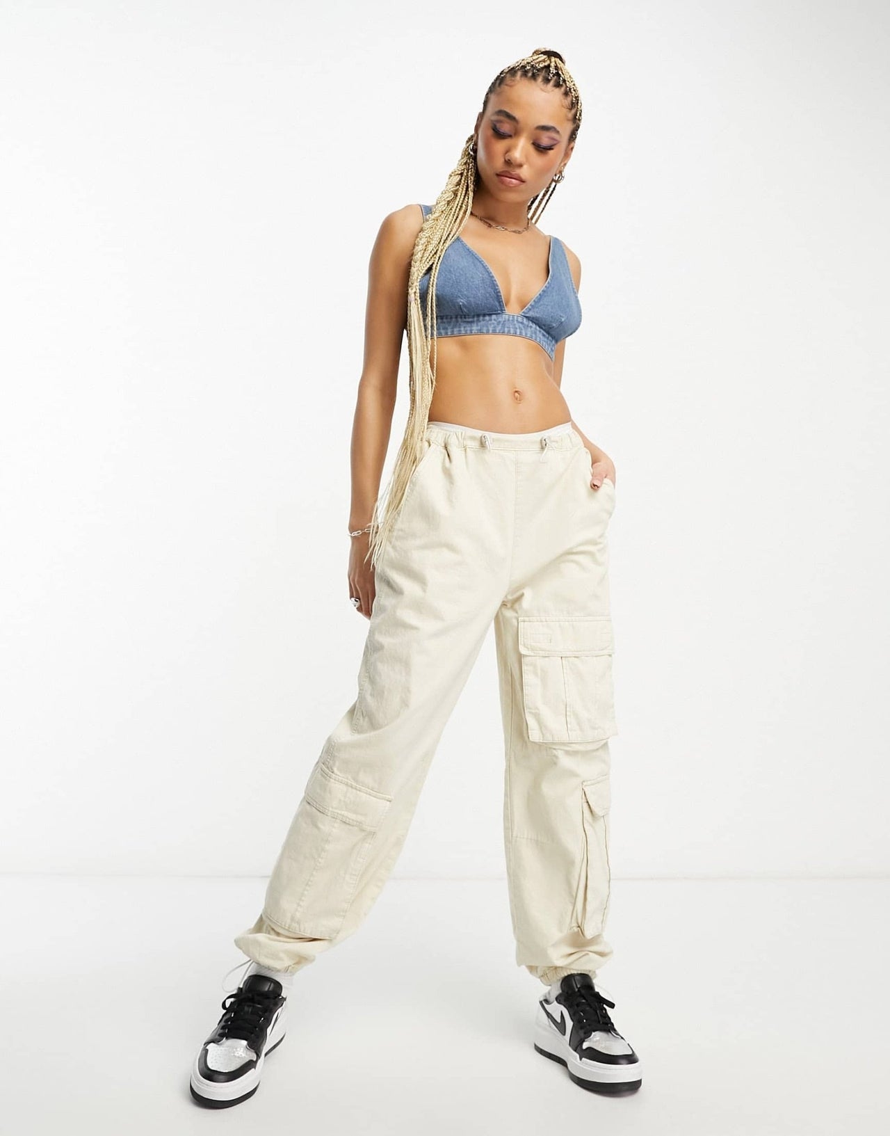 Signature 8 denim bralette in mid wash - ASOS Sample Sale
