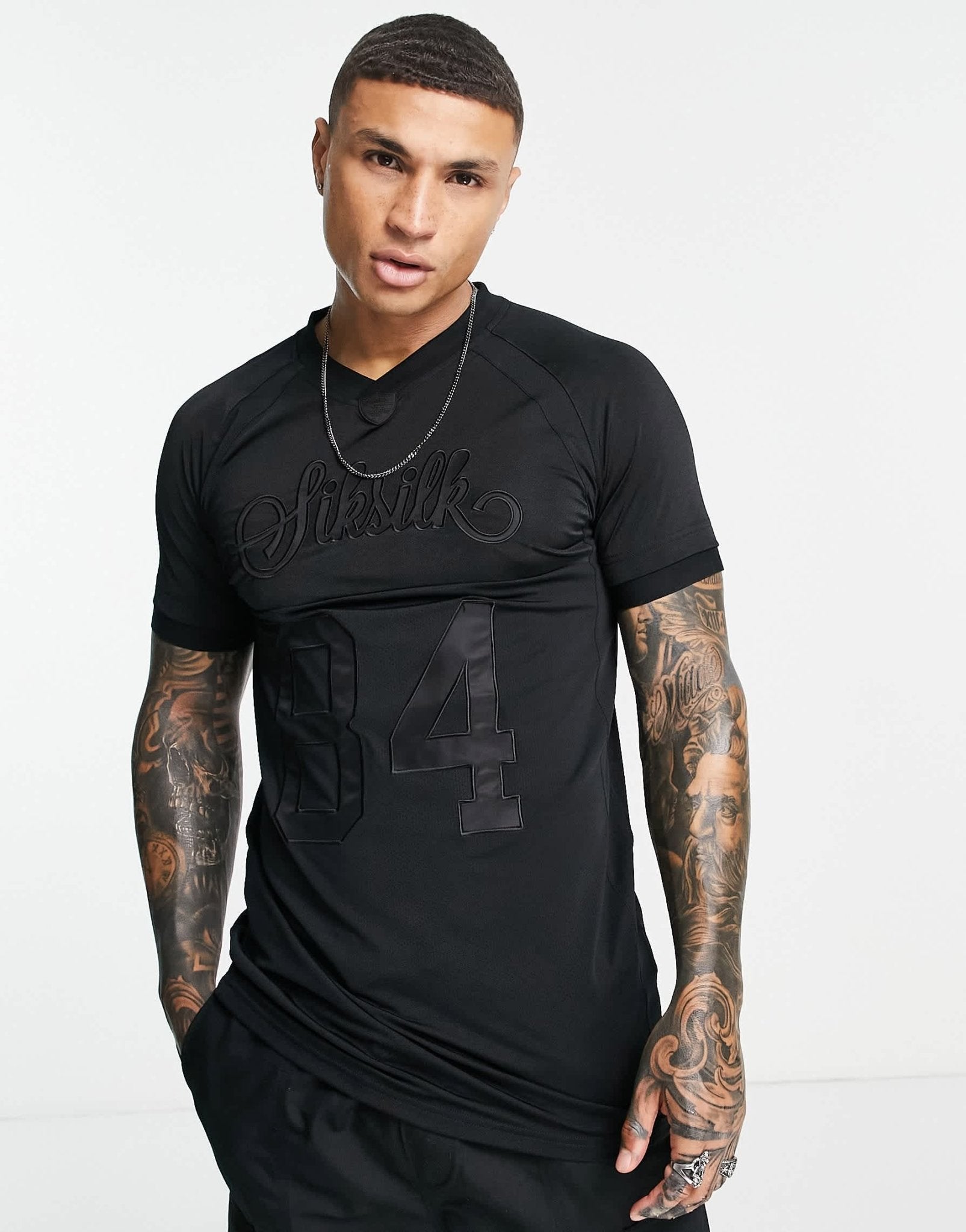 SikSilk logo print t-shirt in black - ASOS Sample Sale