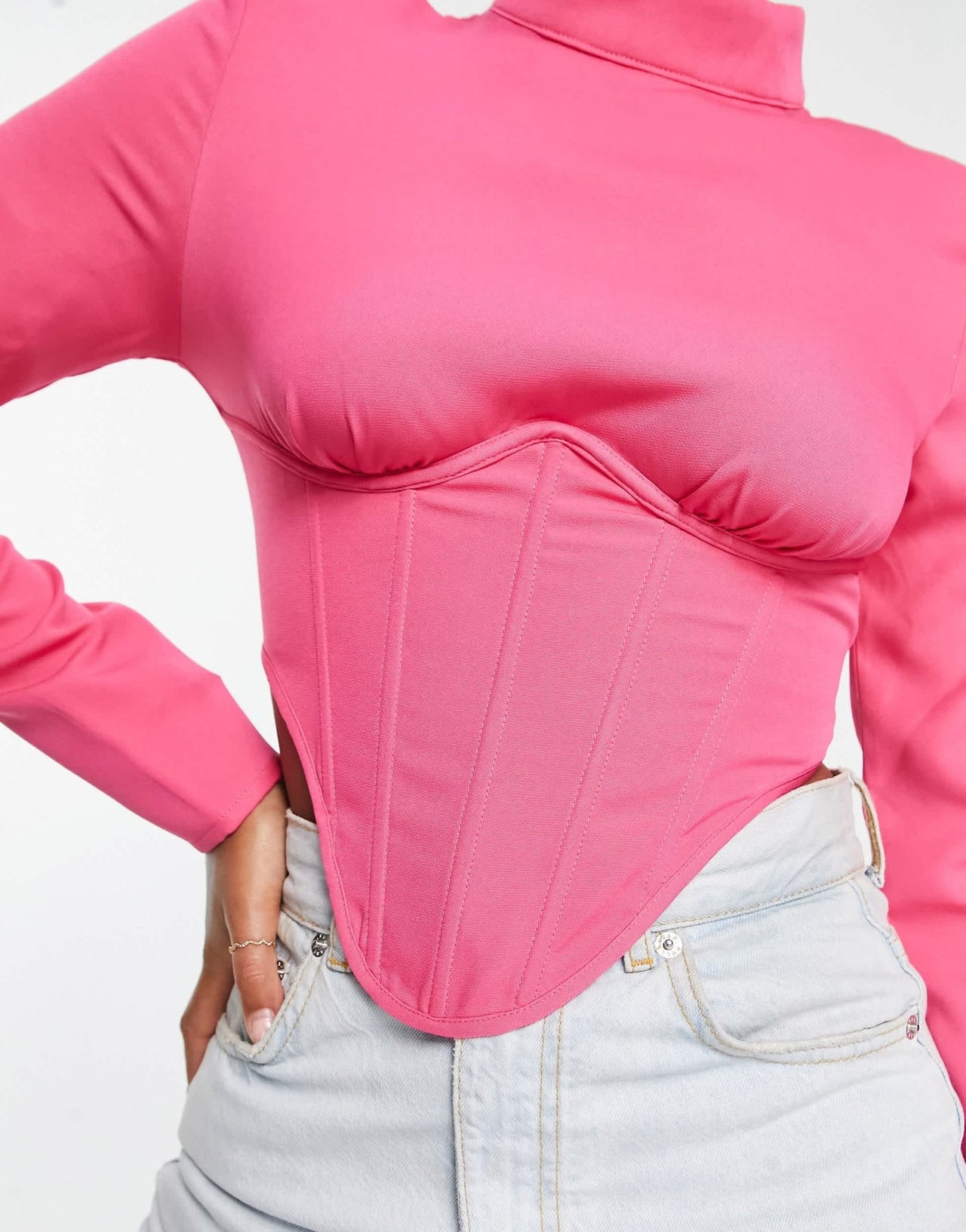 Simmi high neck corset top in pink - ASOS Sample Sale