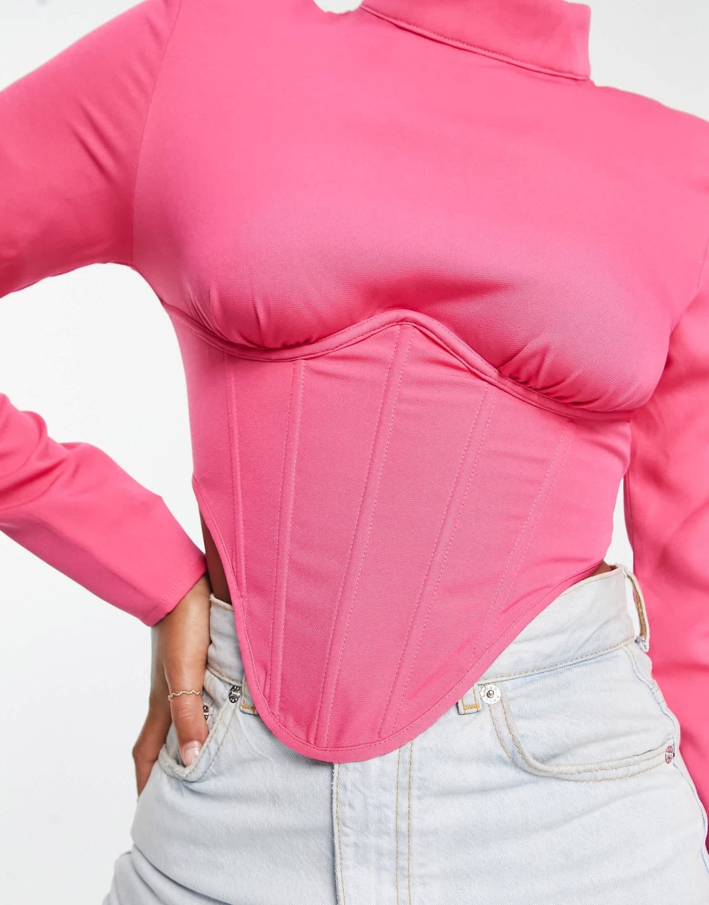 Simmi high neck corset top in pink - ASOS Sample Sale