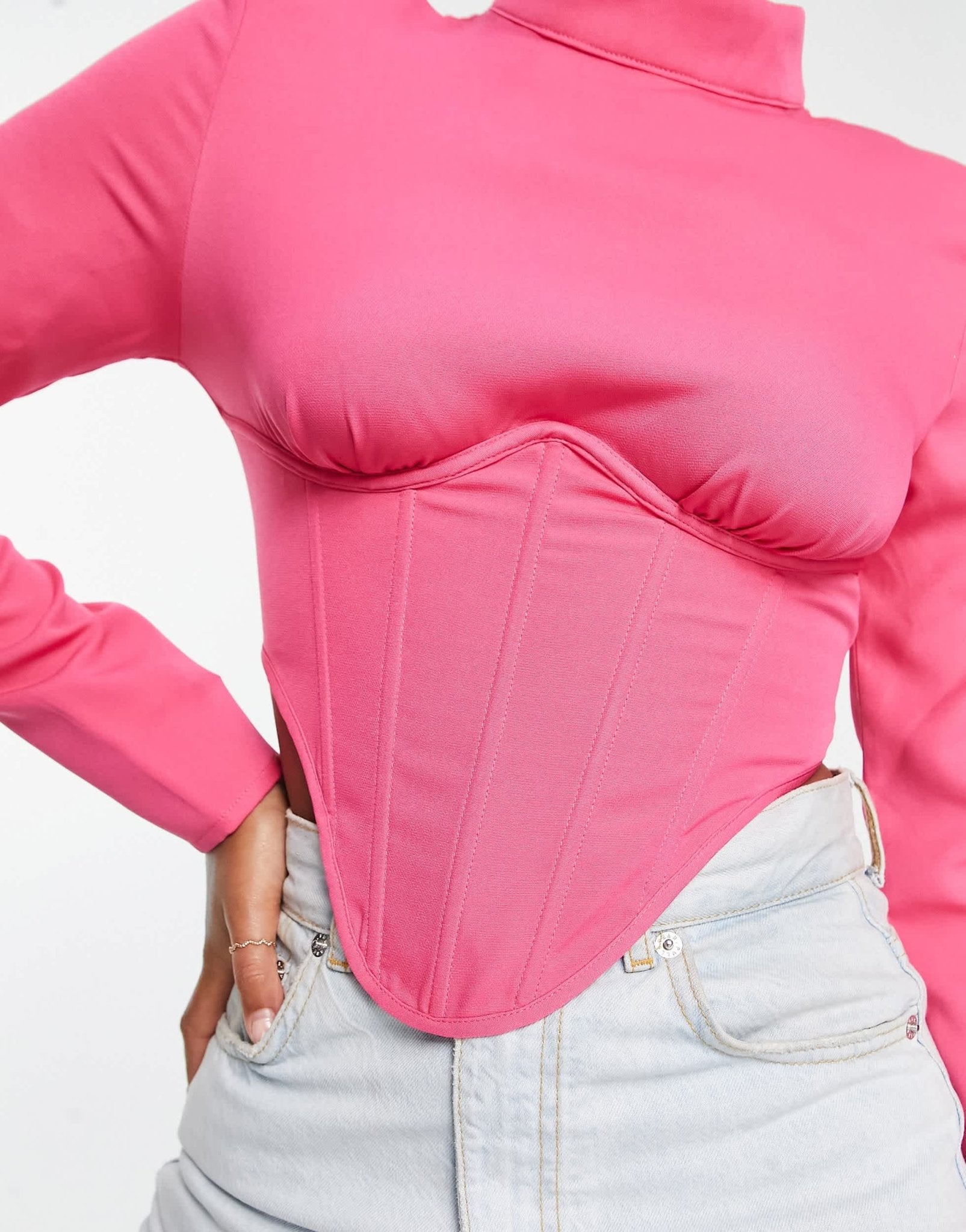 Simmi high neck corset top in pink - ASOS Sample Sale