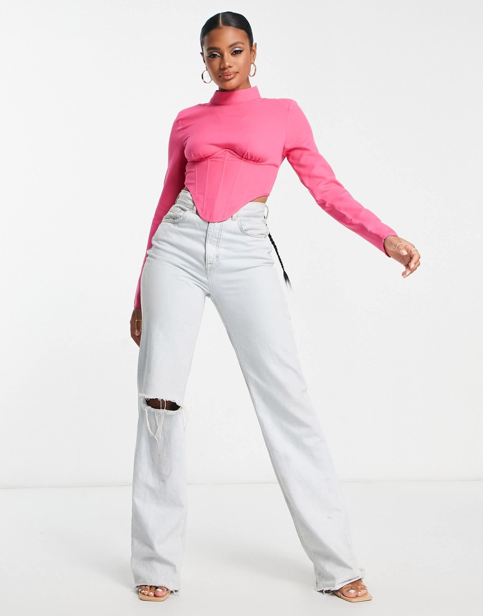 Simmi high neck corset top in pink - ASOS Sample Sale