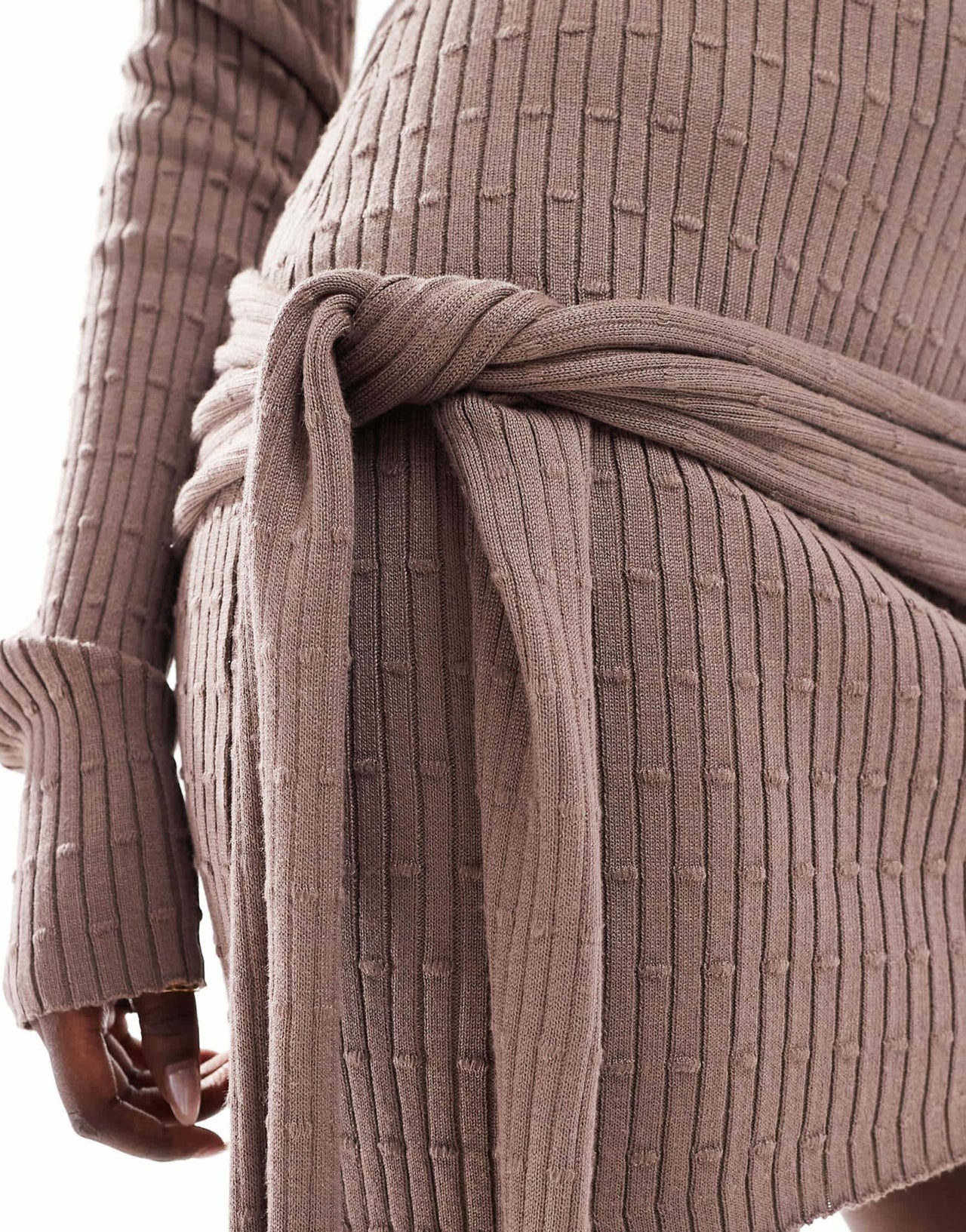 Simmi knitted mini dress with drape detail in brown - ASOS Sample Sale