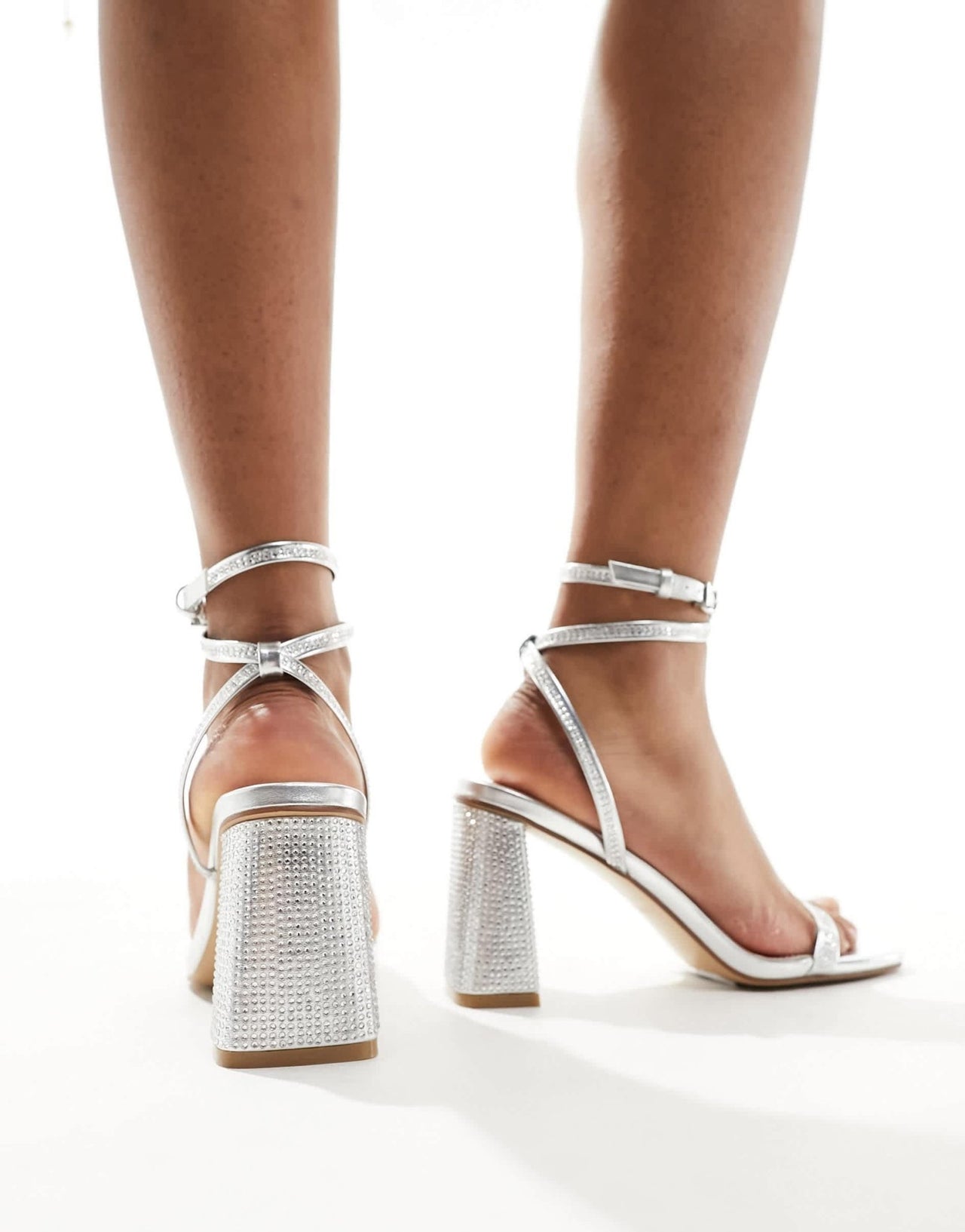 Simmi London Bolt block heeled sandal in embellished silver - ASOS Sample Sale