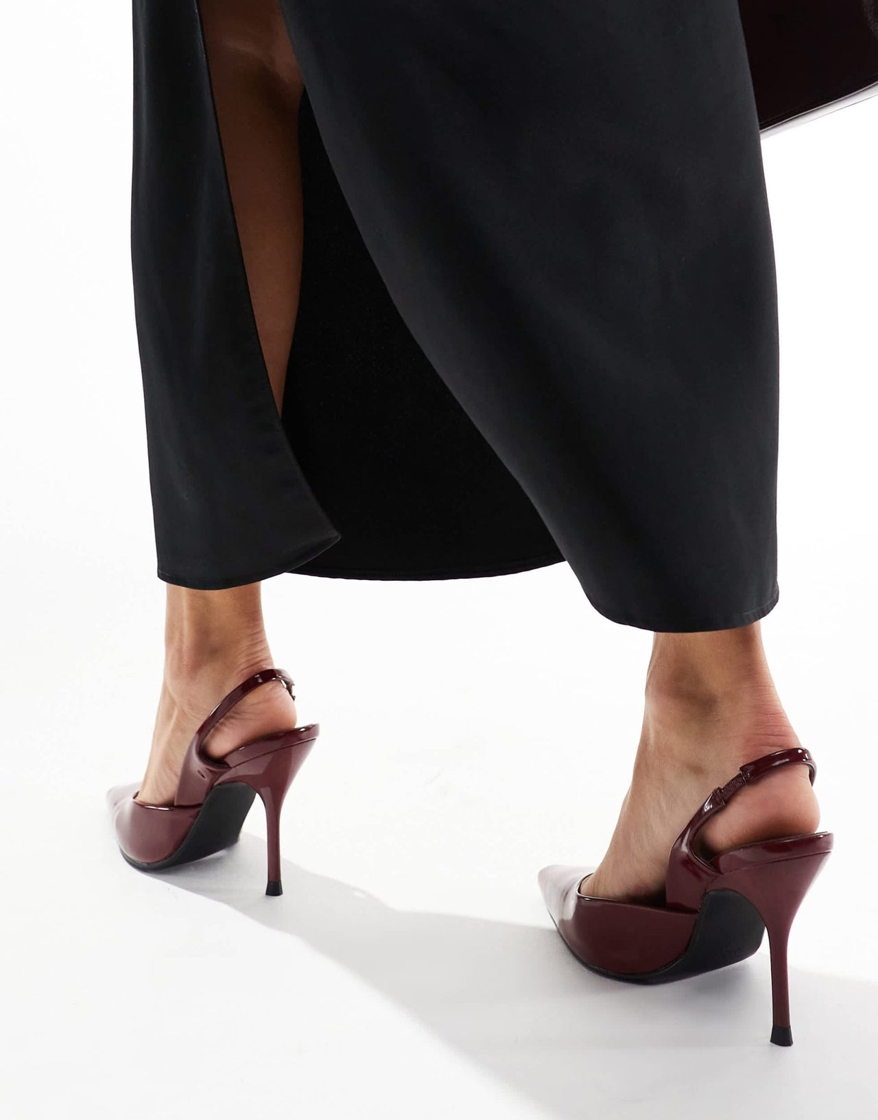Simmi London Darcia pointed slingback heeled shoes in burgundy - ASOS Sample Sale