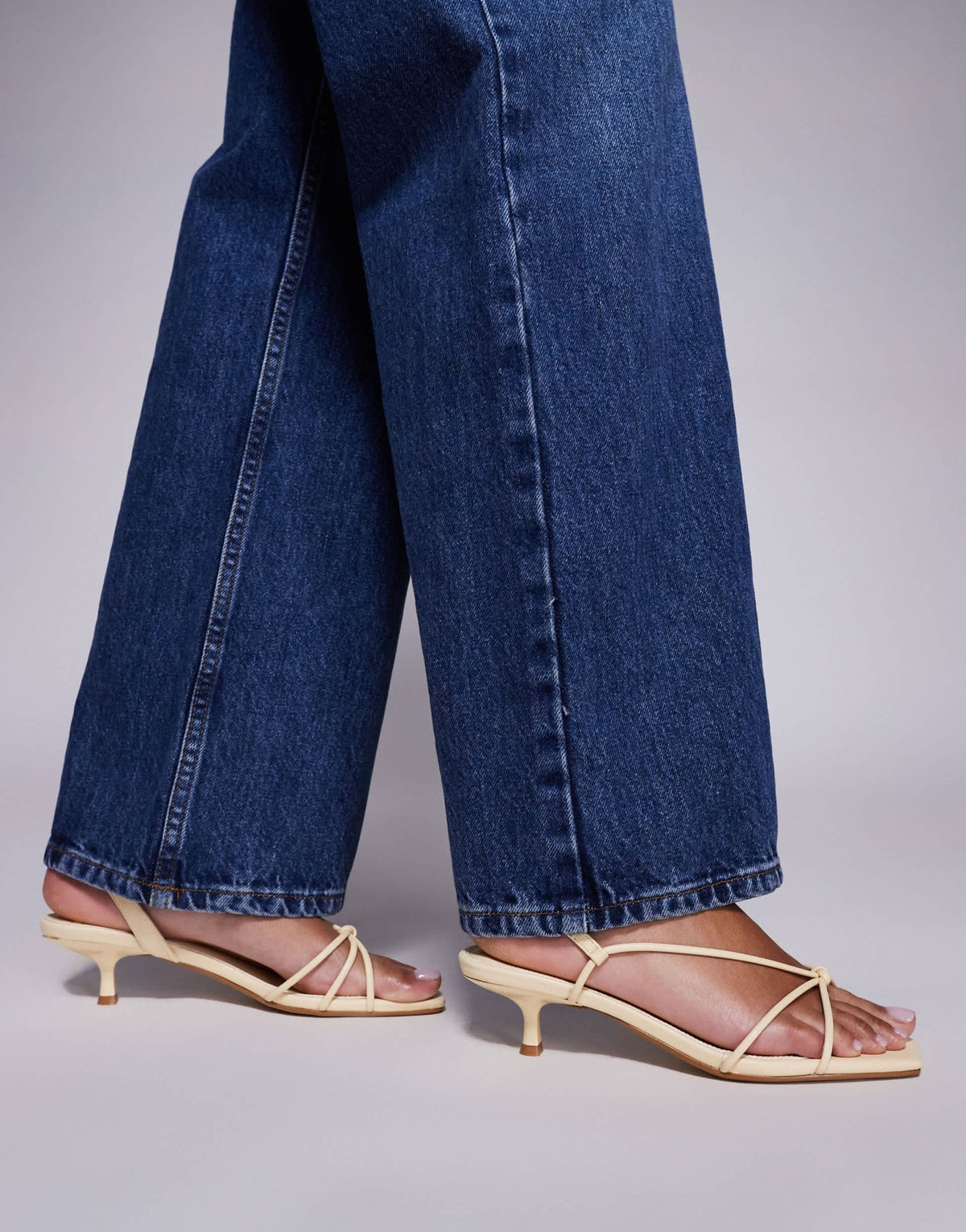 Simmi London Hanah Wide Fit square toe strappy kitten heels in pastel yellow - ASOS Sample Sale
