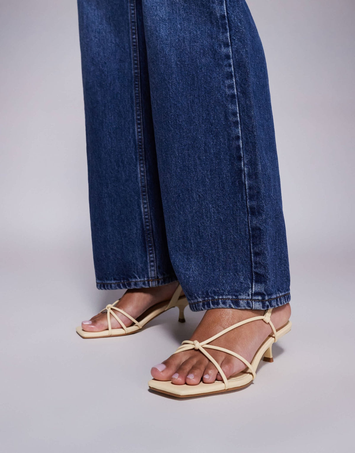 Simmi London Hanah Wide Fit square toe strappy kitten heels in pastel yellow - ASOS Sample Sale