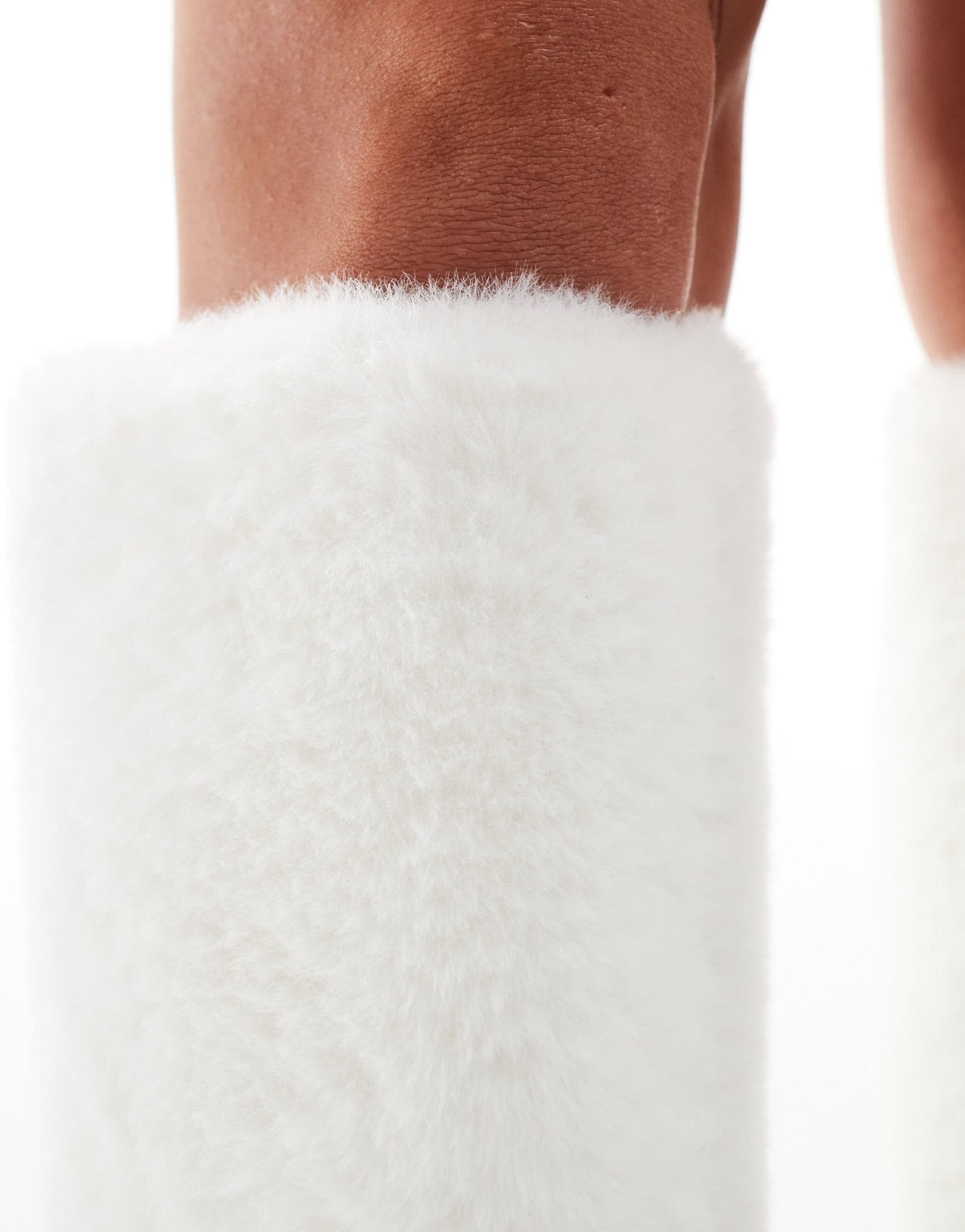 Simmi London Louie Foldover Fur knee boot in White - ASOS Sample Sale