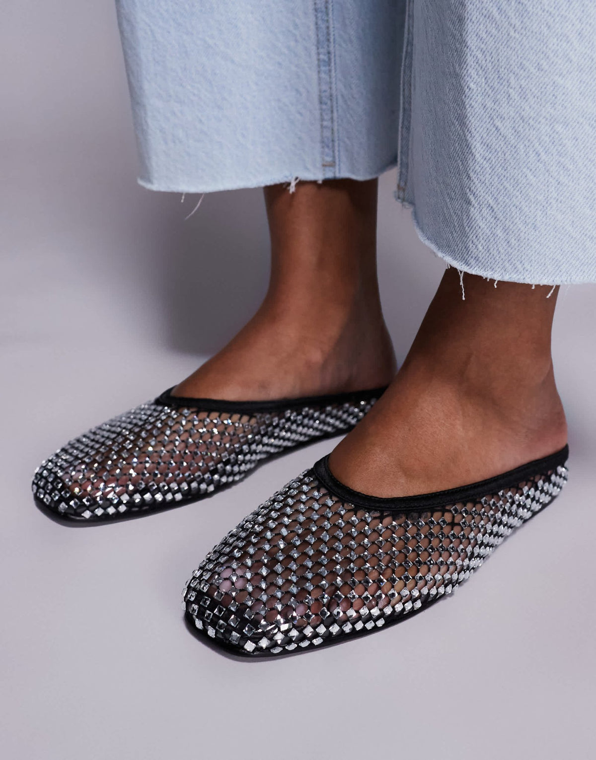 Simmi London Luz mules in black diamante mesh - ASOS Sample Sale