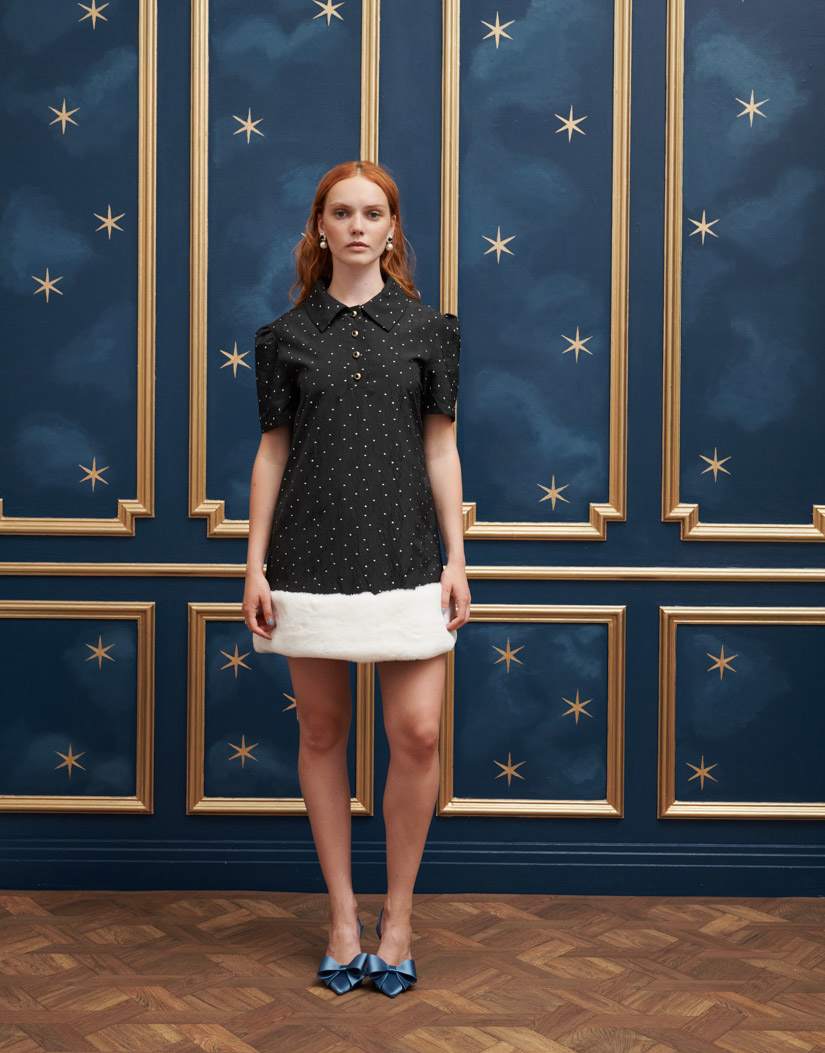 Sister Jane diamante faux fur hem mini dress in black - ASOS Sample Sale