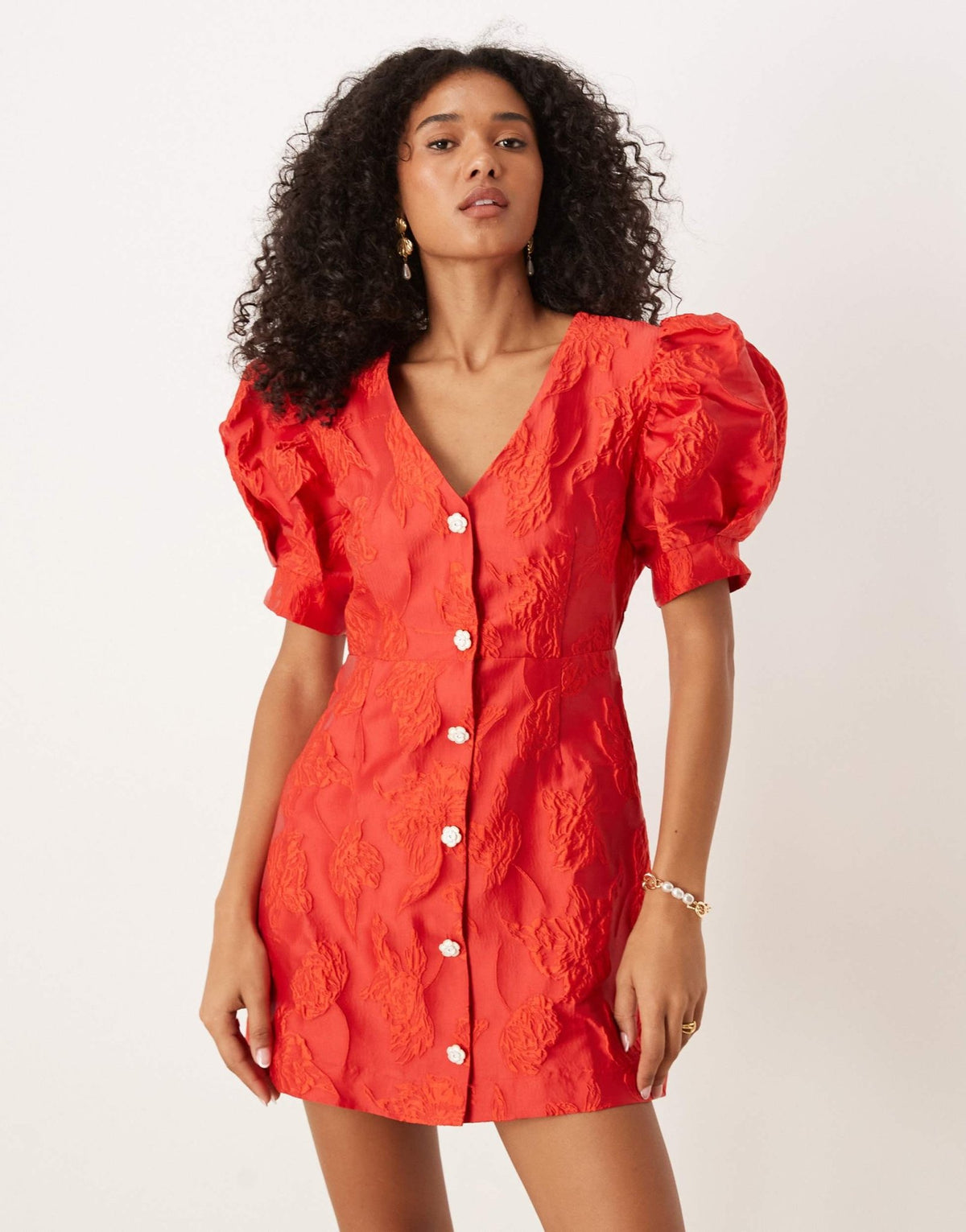 Sister Jane diamonte button jacquard mini dress in red - ASOS Sample Sale