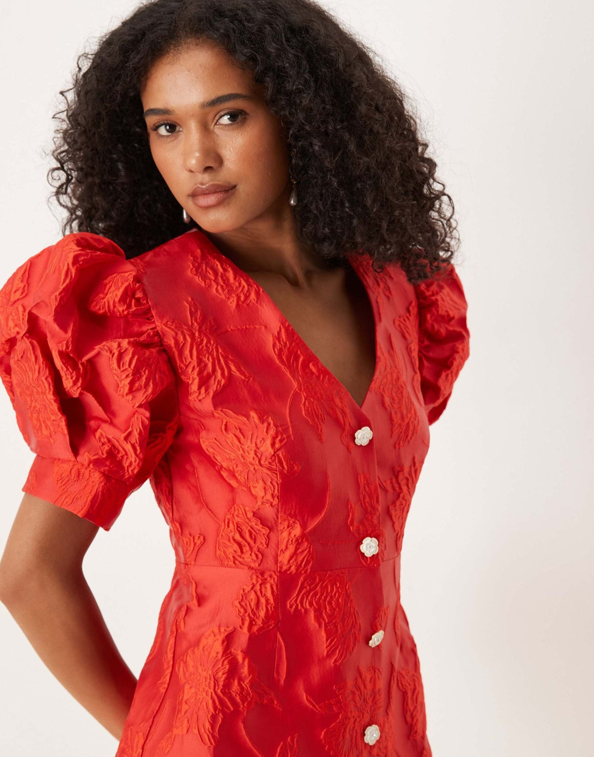Sister Jane diamonte button jacquard mini dress in red - ASOS Sample Sale