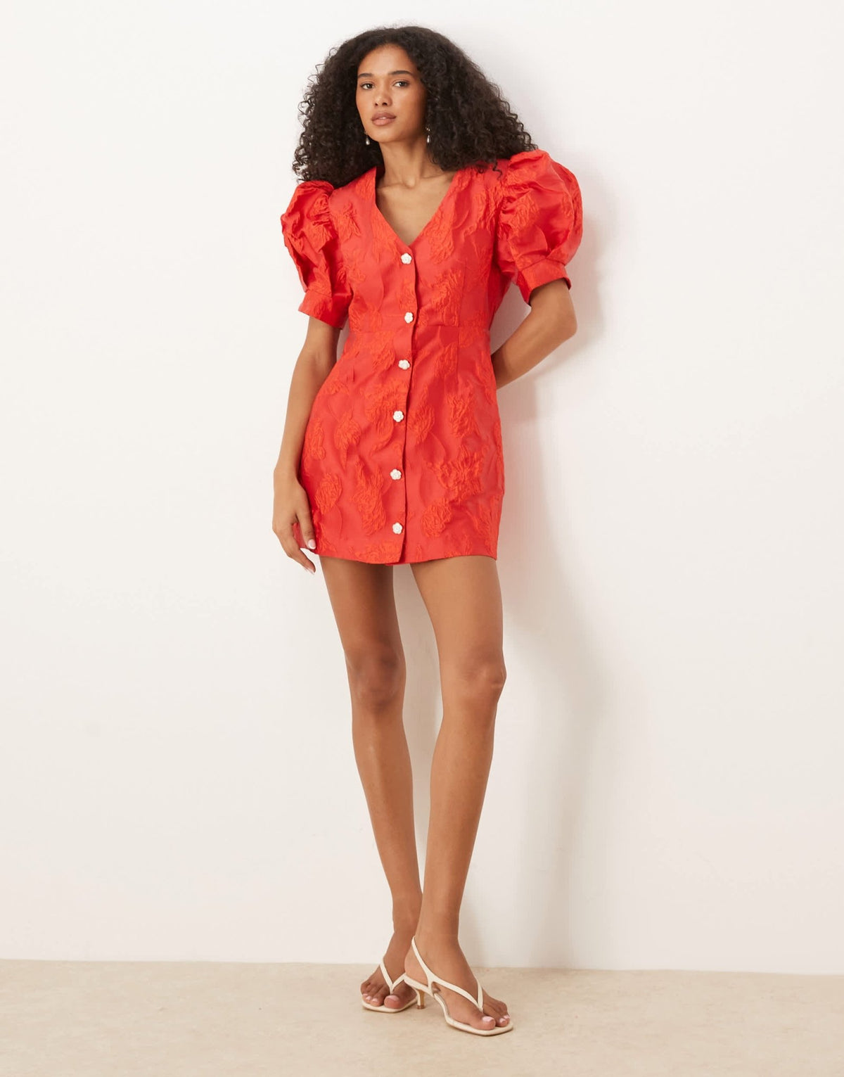 Sister Jane diamonte button jacquard mini dress in red - ASOS Sample Sale