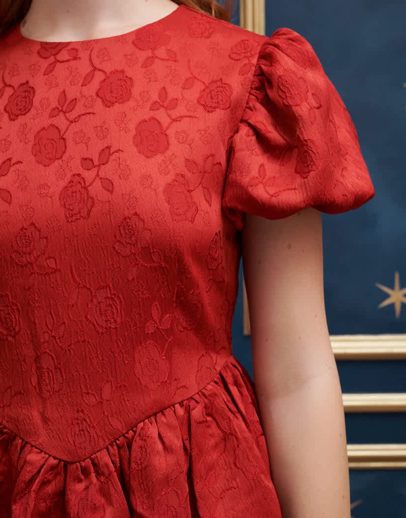 Sister Jane drop hem jacquard mini dress in red - ASOS Sample Sale