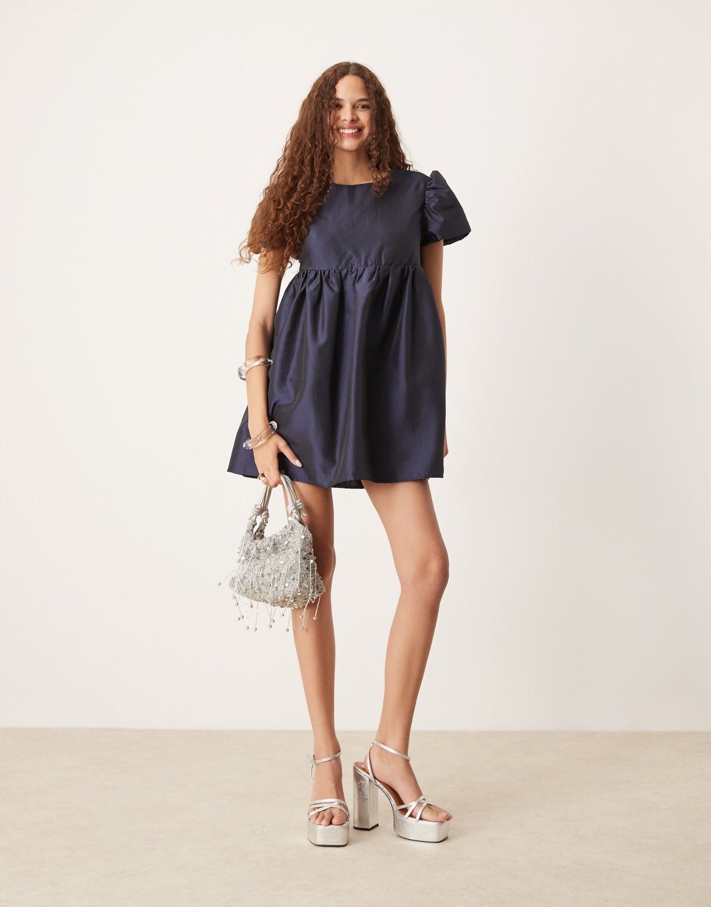Sister Jane jacquard mini dress in midnight navy - ASOS Sample Sale