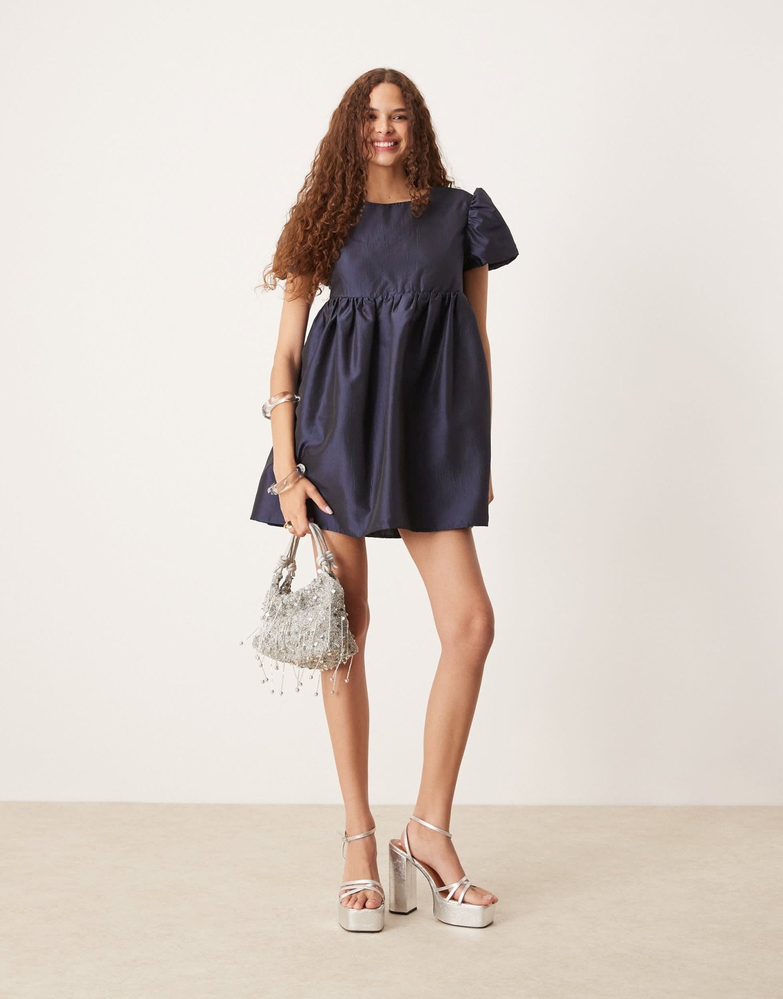 Sister Jane jacquard mini dress in midnight navy - ASOS Sample Sale