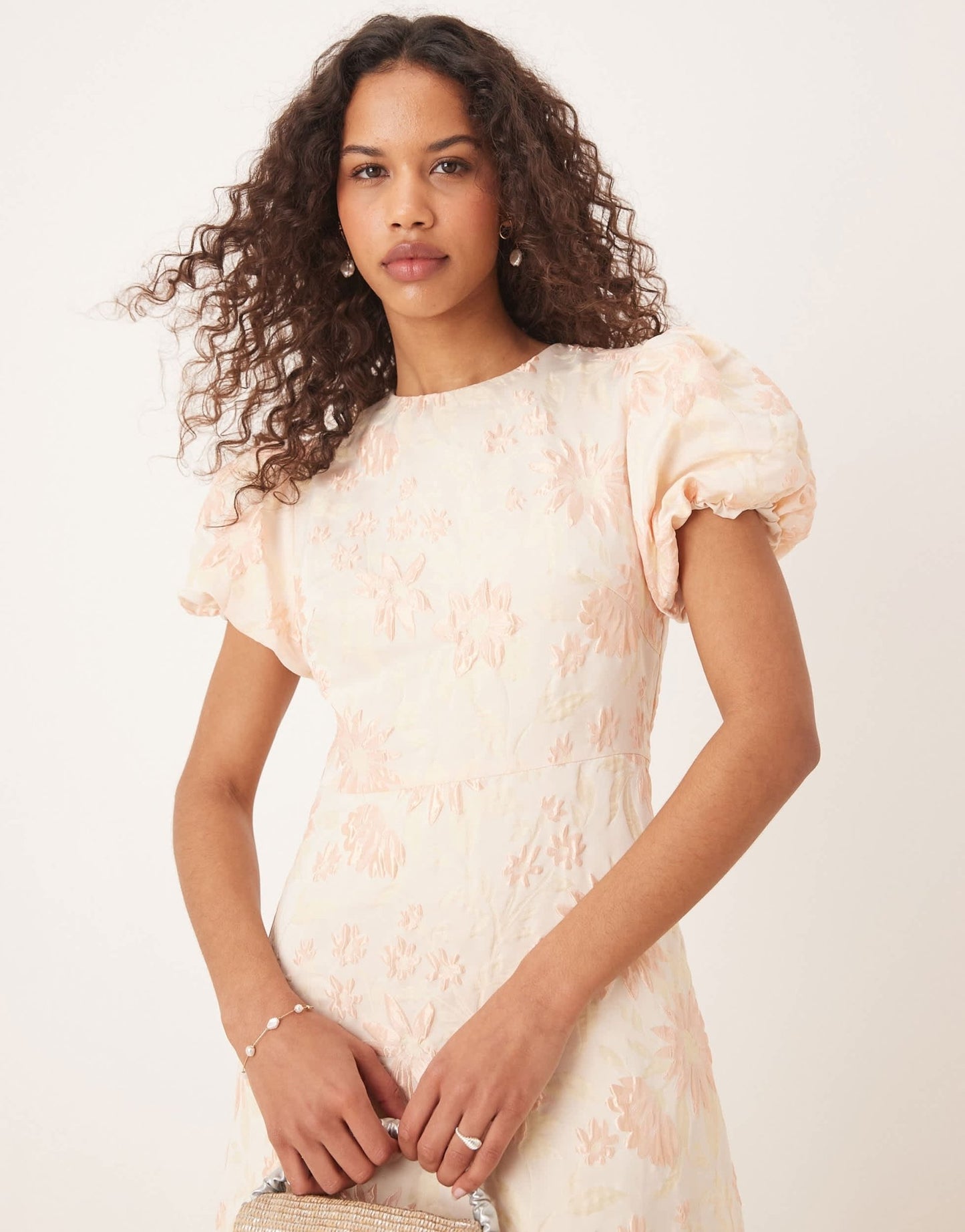 Sister Jane puff sleeve bubble hem maxi dress in peachy floral - ASOS Sample Sale
