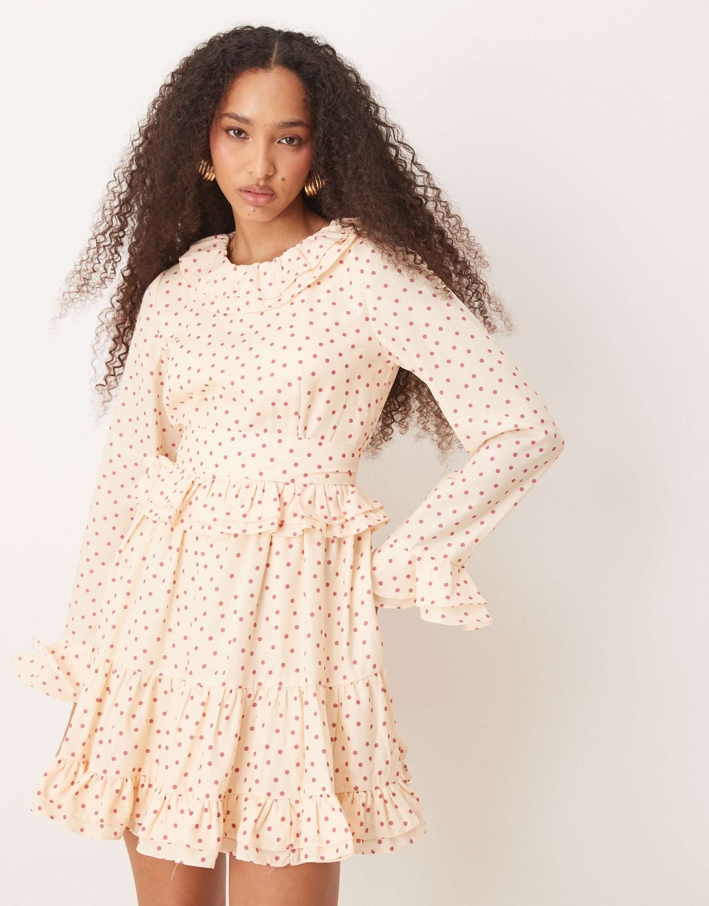 Sister Jane ruffle mini dress in pink and cream polka dot - ASOS Sample Sale