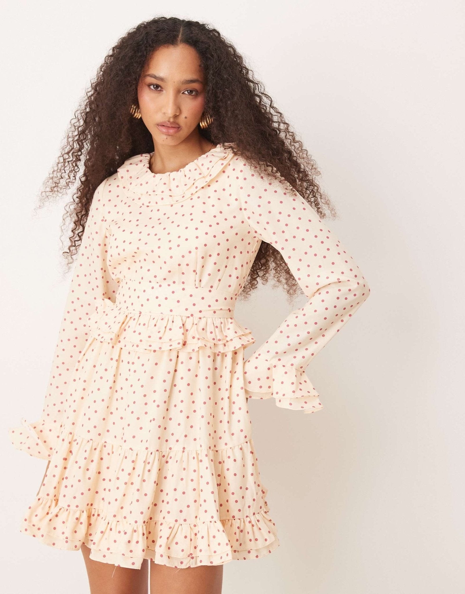 Sister Jane ruffle mini dress in pink and cream polka dot - ASOS Sample Sale
