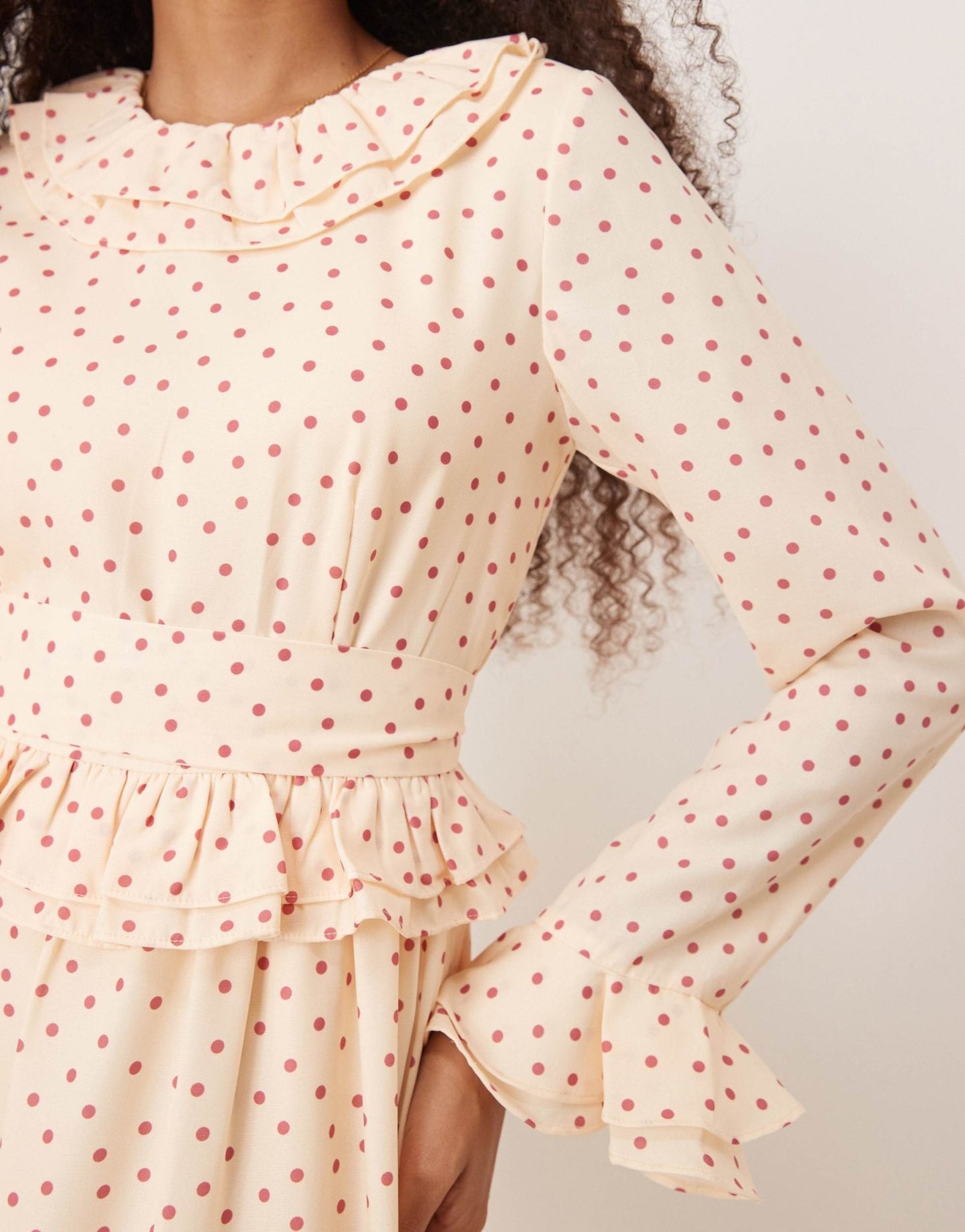 Sister Jane ruffle mini dress in pink and cream polka dot - ASOS Sample Sale