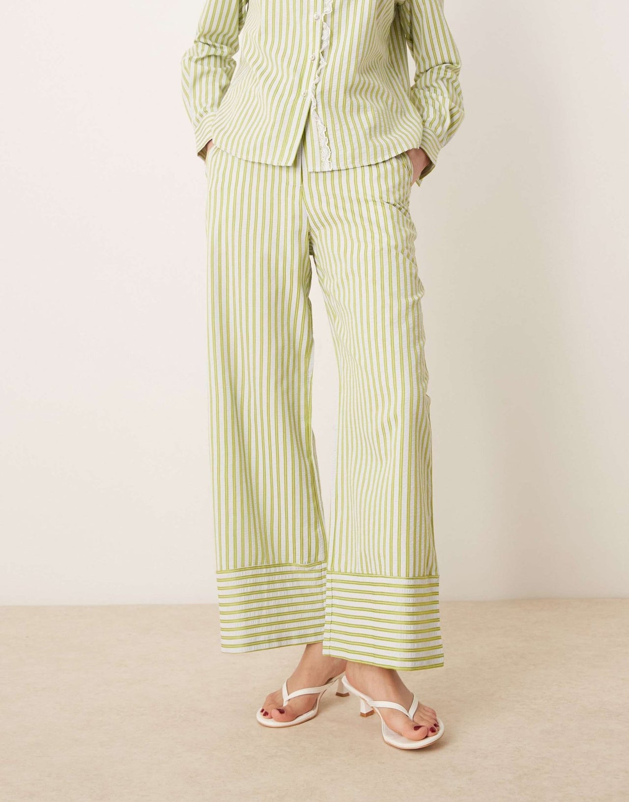 Sister Jane wide leg stripe trouser co-ord in green - ASOS Sample Sale