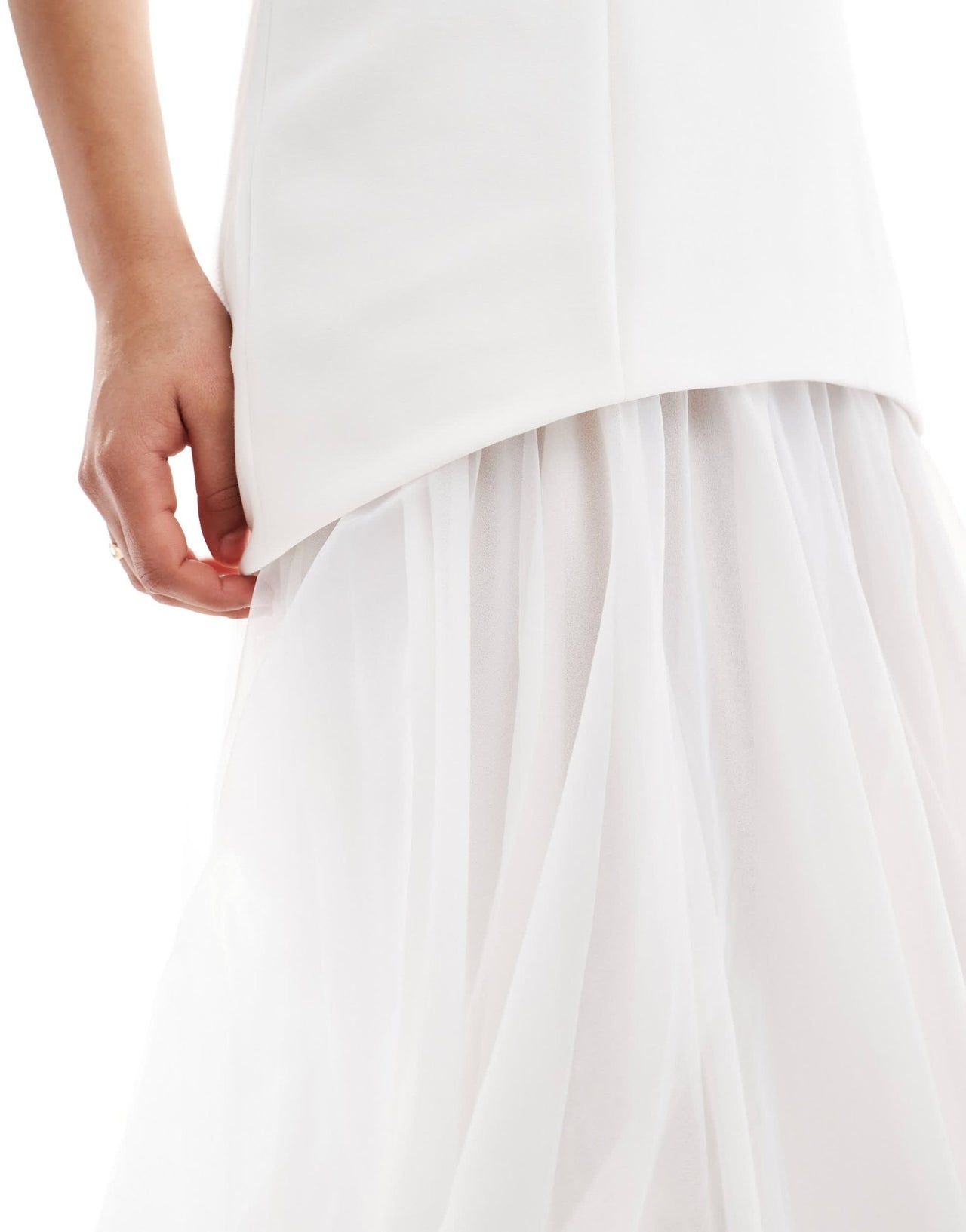 Six Stories Bridal strapless chiffon maxi dress in soft white - ASOS Sample Sale