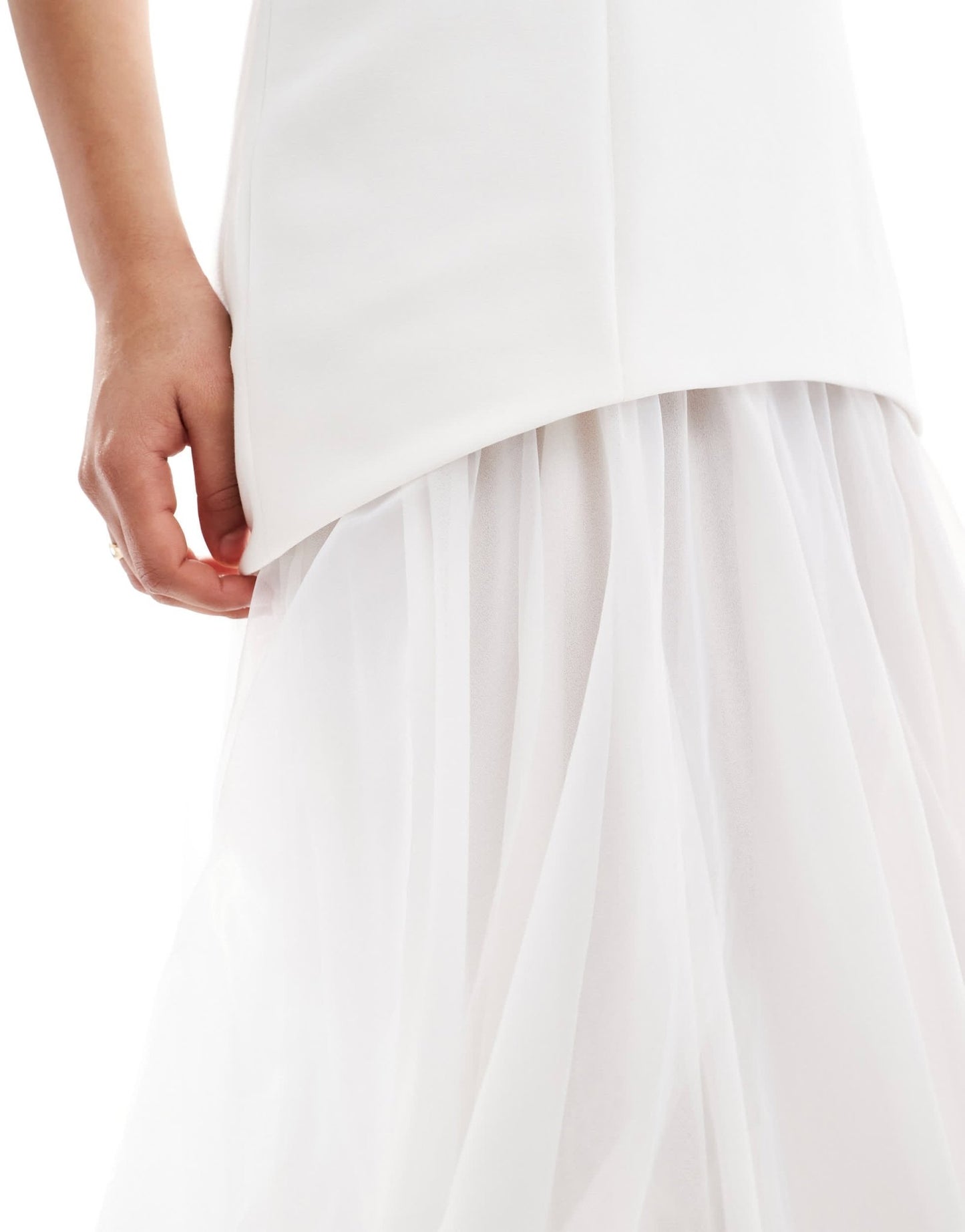 Six Stories Bridal strapless chiffon maxi dress in soft white - ASOS Sample Sale