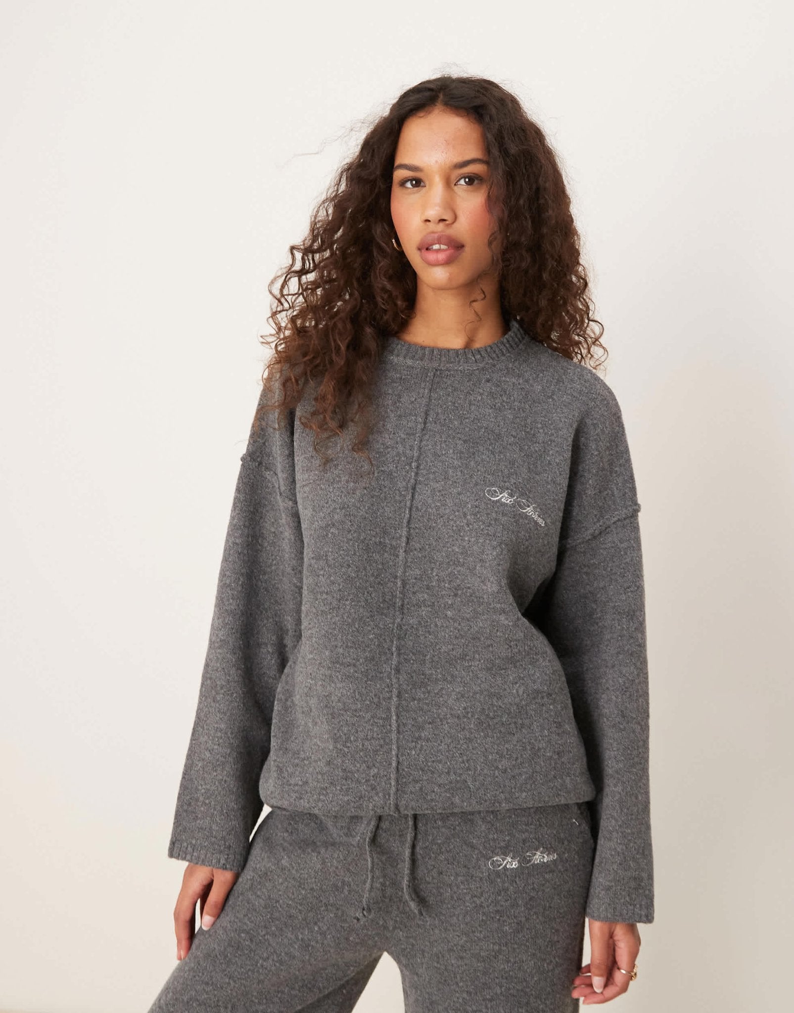 Six Stories knitted oversized jumper co - ord in grey - ASOS Sample Sale