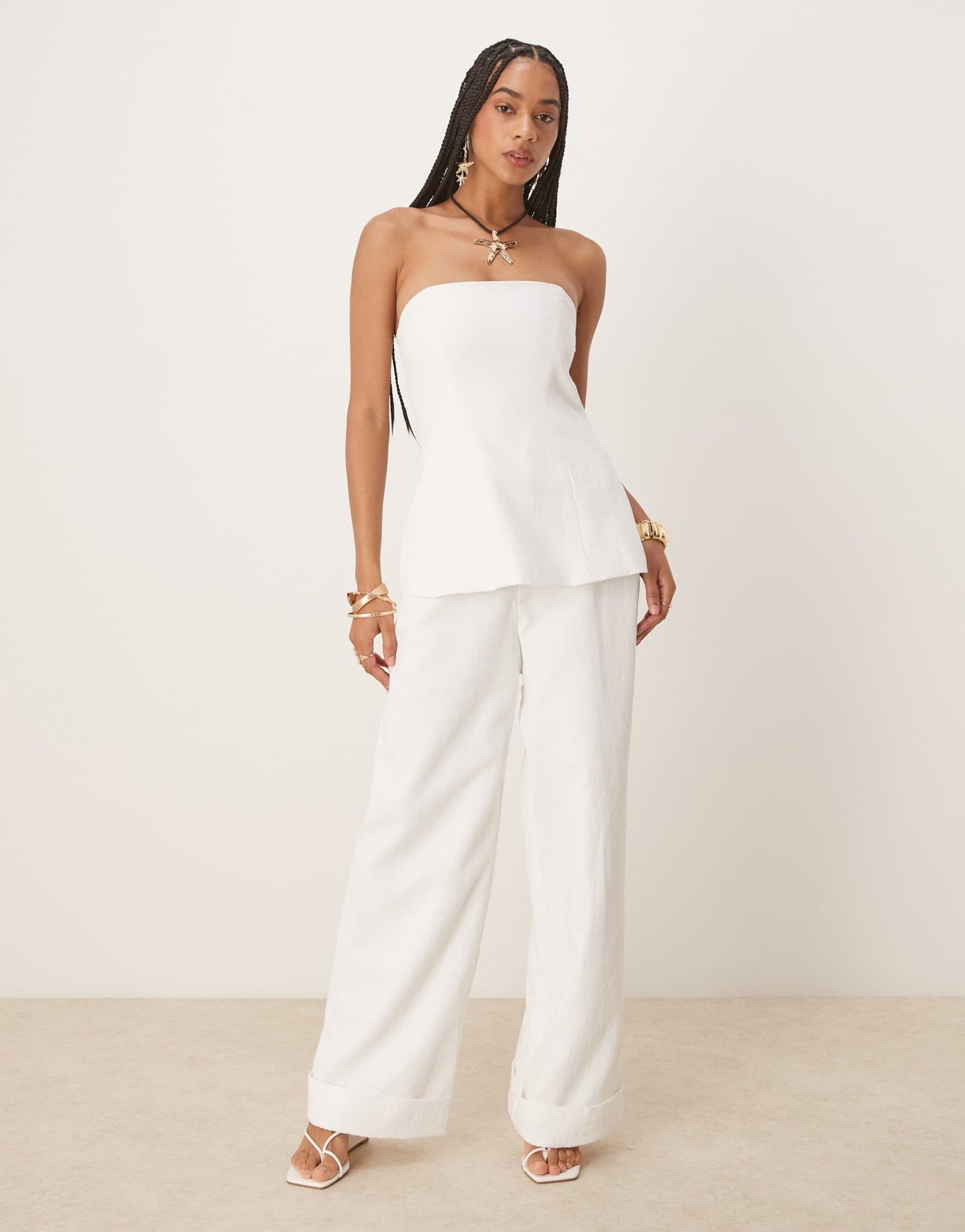 Six Stories tailored wide leg trouser co-ord in white - ASOS Sample Sale