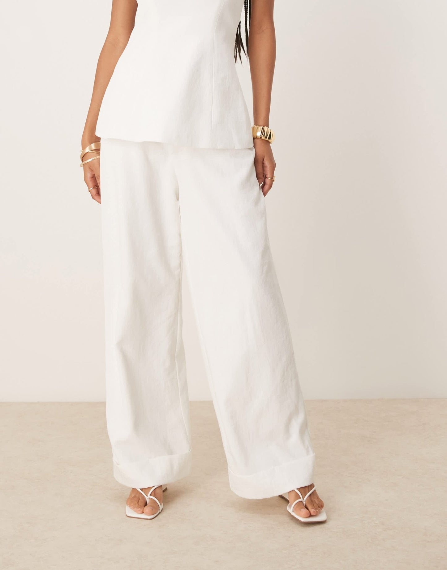 Six Stories tailored wide leg trouser co-ord in white - ASOS Sample Sale